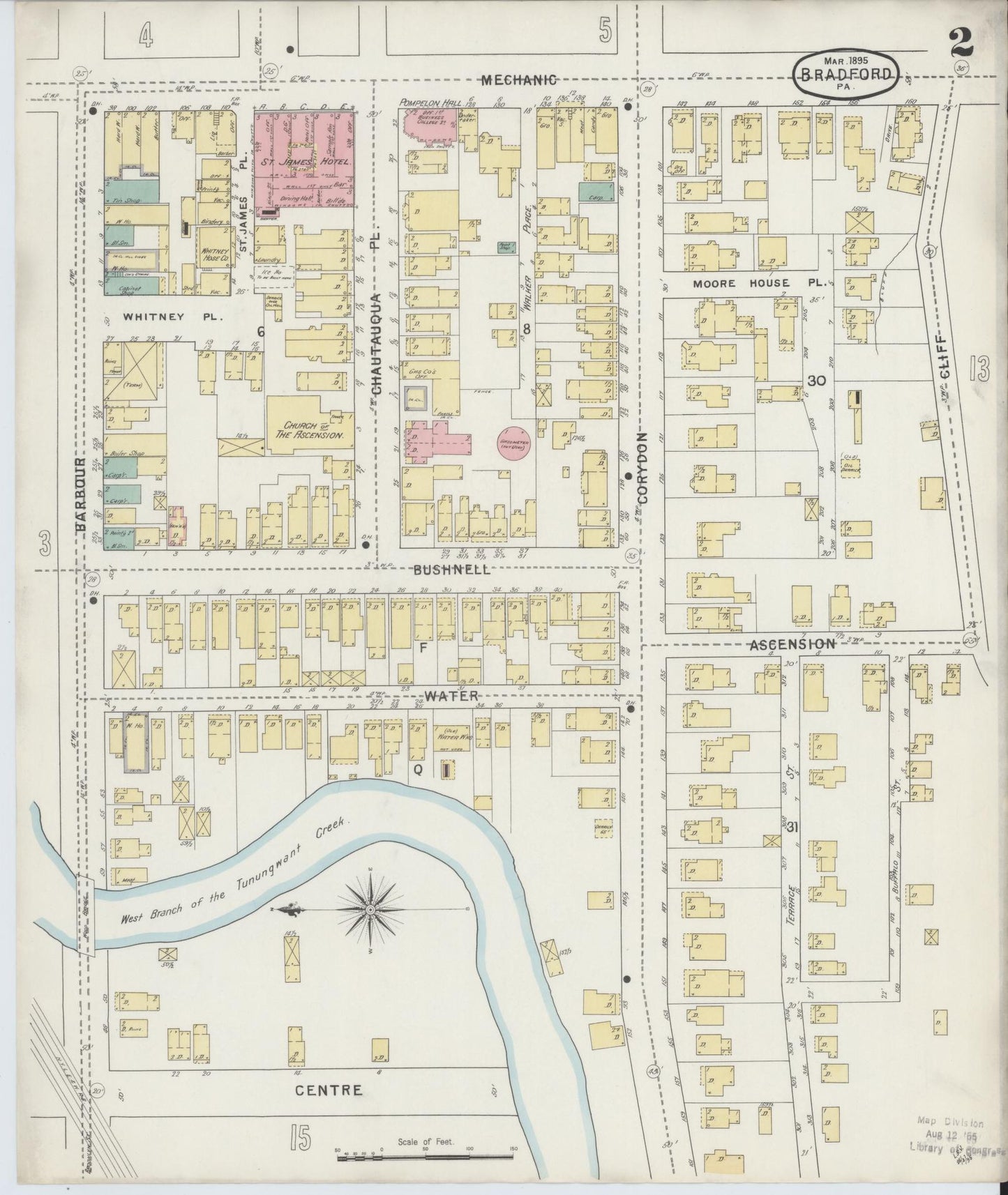Sanborn Fire Insurance Map from Bradford, McKean County, Pennsylvania (1895), Sheet #0002 - Historic Sanborn Fire Insurance Map Print, vintage old map wall art, antique decor, genealogy gift, Pennsylvania Pennsylvania map