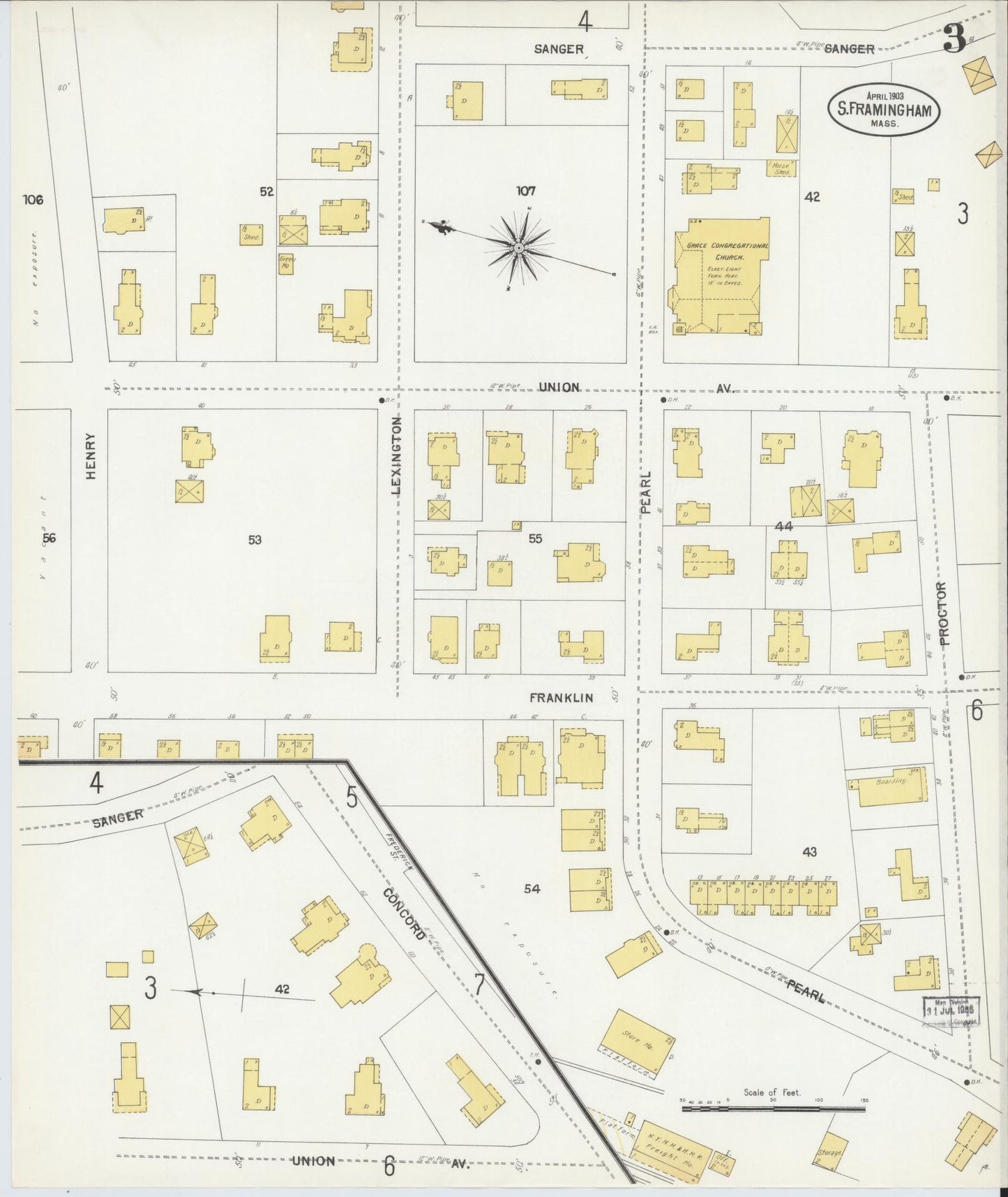 Sanborn Fire Insurance Map from South Farmington, Middlesex County, Massachusetts (1903), Sheet #0003 - Historic Sanborn Fire Insurance Map Print, vintage old map wall art, antique decor, genealogy gift, Massachusetts Massachusetts map