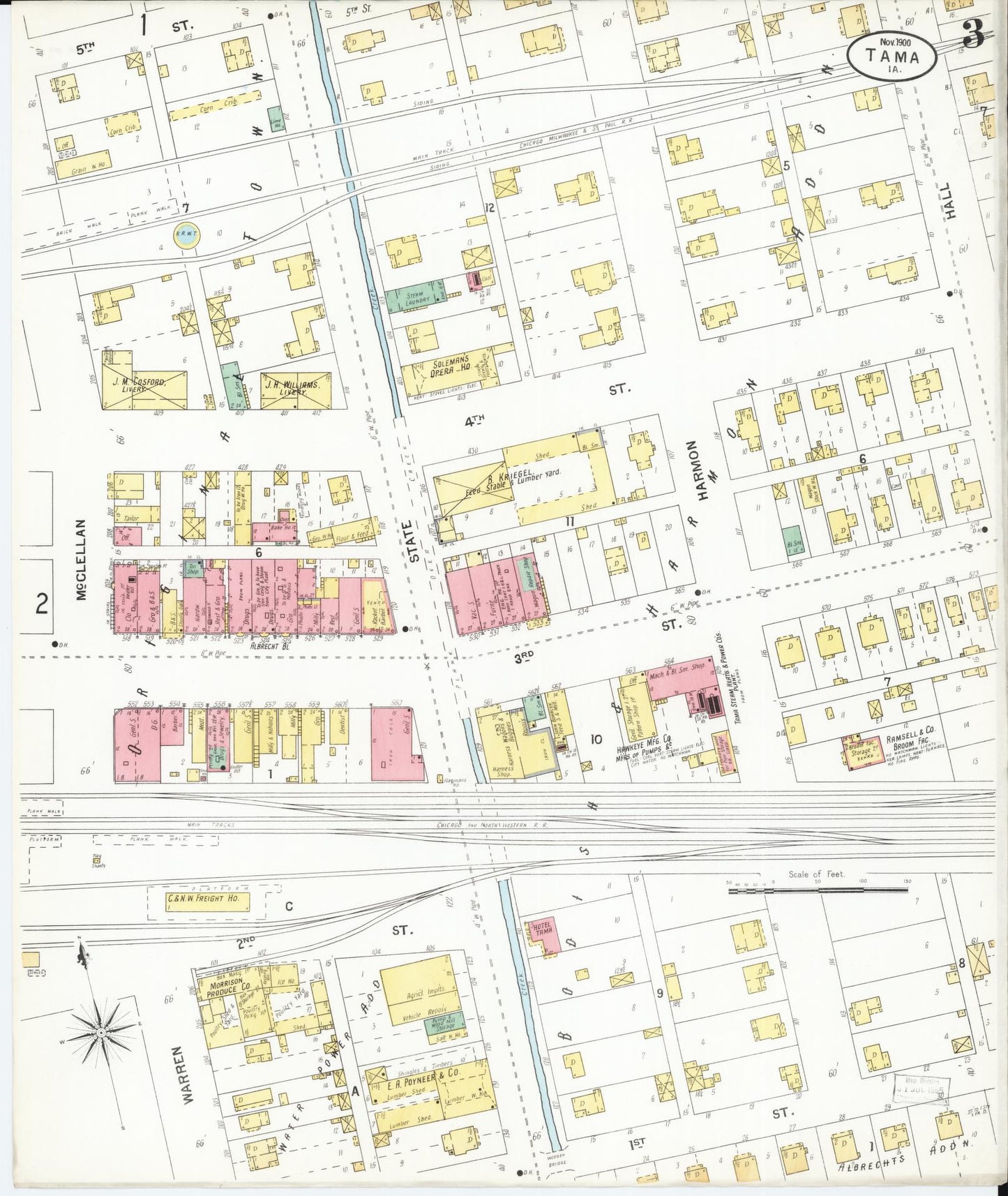 Sanborn Fire Insurance Map from Tama, Tama County, Iowa (1900), Sheet #0003 - Historic Sanborn Fire Insurance Map Print