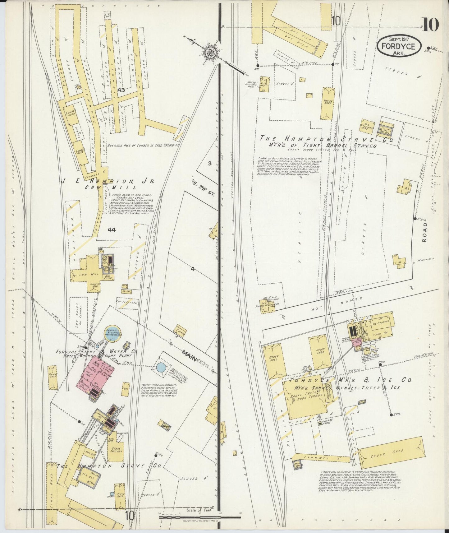 Sanborn Fire Insurance Map from Fordyce, Dallas County, Arkansas (1917), Sheet #0010 - Historic Sanborn Fire Insurance Map Print, vintage old map wall art, antique decor, genealogy gift, Arkansas Arkansas map