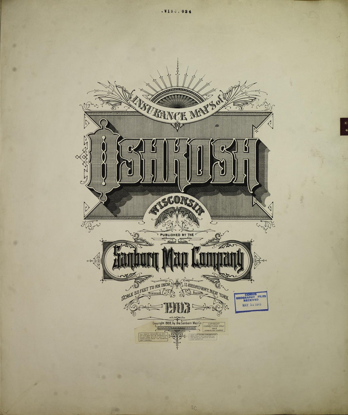 Sanborn Fire Insurance Map from Oshkosh, Winnebago County, Wisconsin (1949), Sheet #0001 - Historic Sanborn Fire Insurance Map Print, vintage old map wall art, antique decor, genealogy gift, Wisconsin Wisconsin map