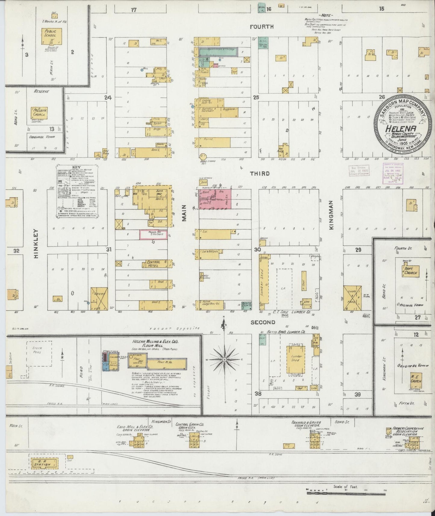 Sanborn Fire Insurance Map from Helena, Alfalfa County, Oklahoma (1905), Sheet #0001 - Historic Sanborn Fire Insurance Map Print, vintage old map wall art, antique decor, genealogy gift, Oklahoma Oklahoma map