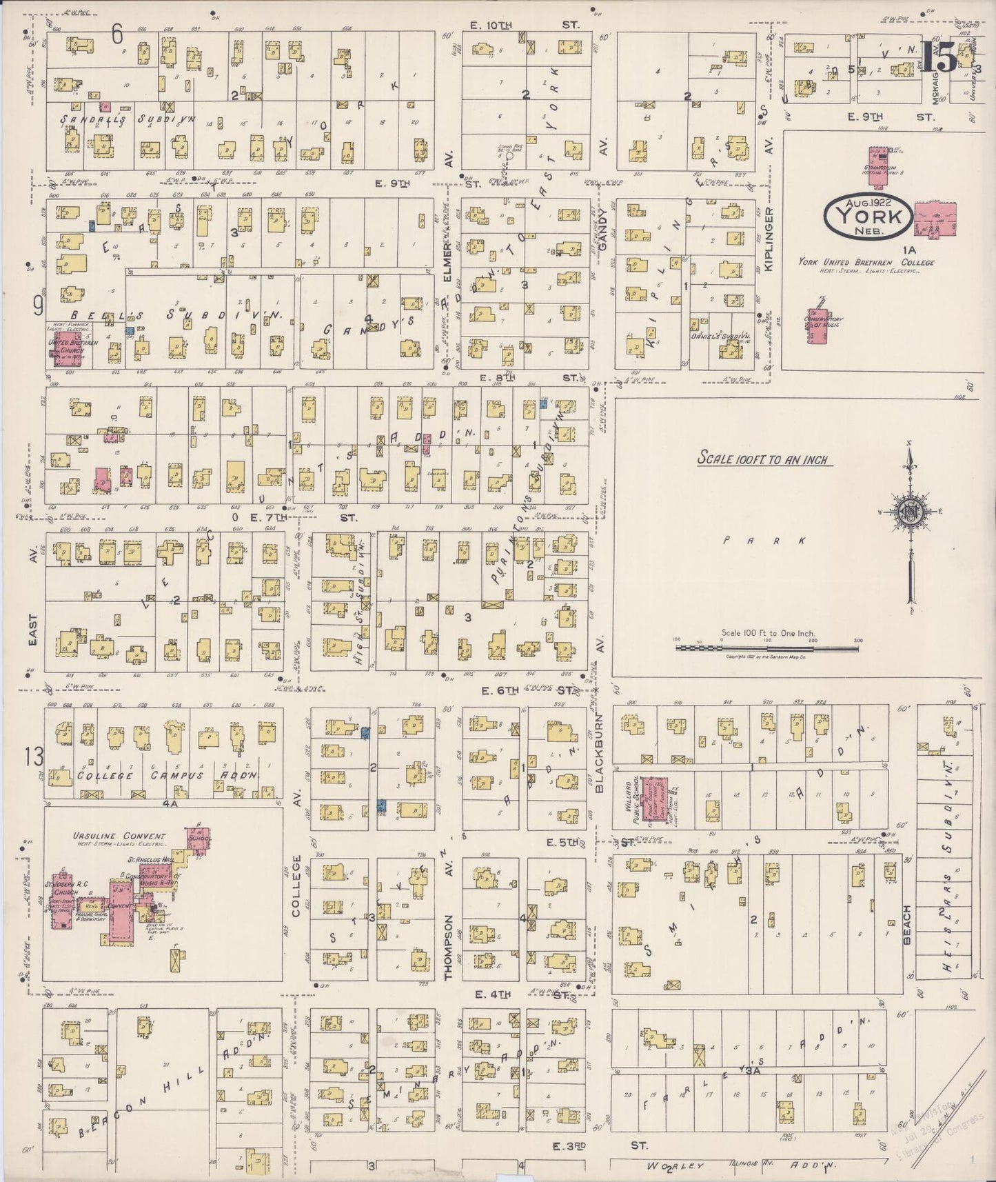 Sanborn Fire Insurance Map from York, York County, Nebraska (1922), Sheet #0015 - Complete Map Set gallery image, historic Sanborn map, vintage wall art, Nebraska Nebraska