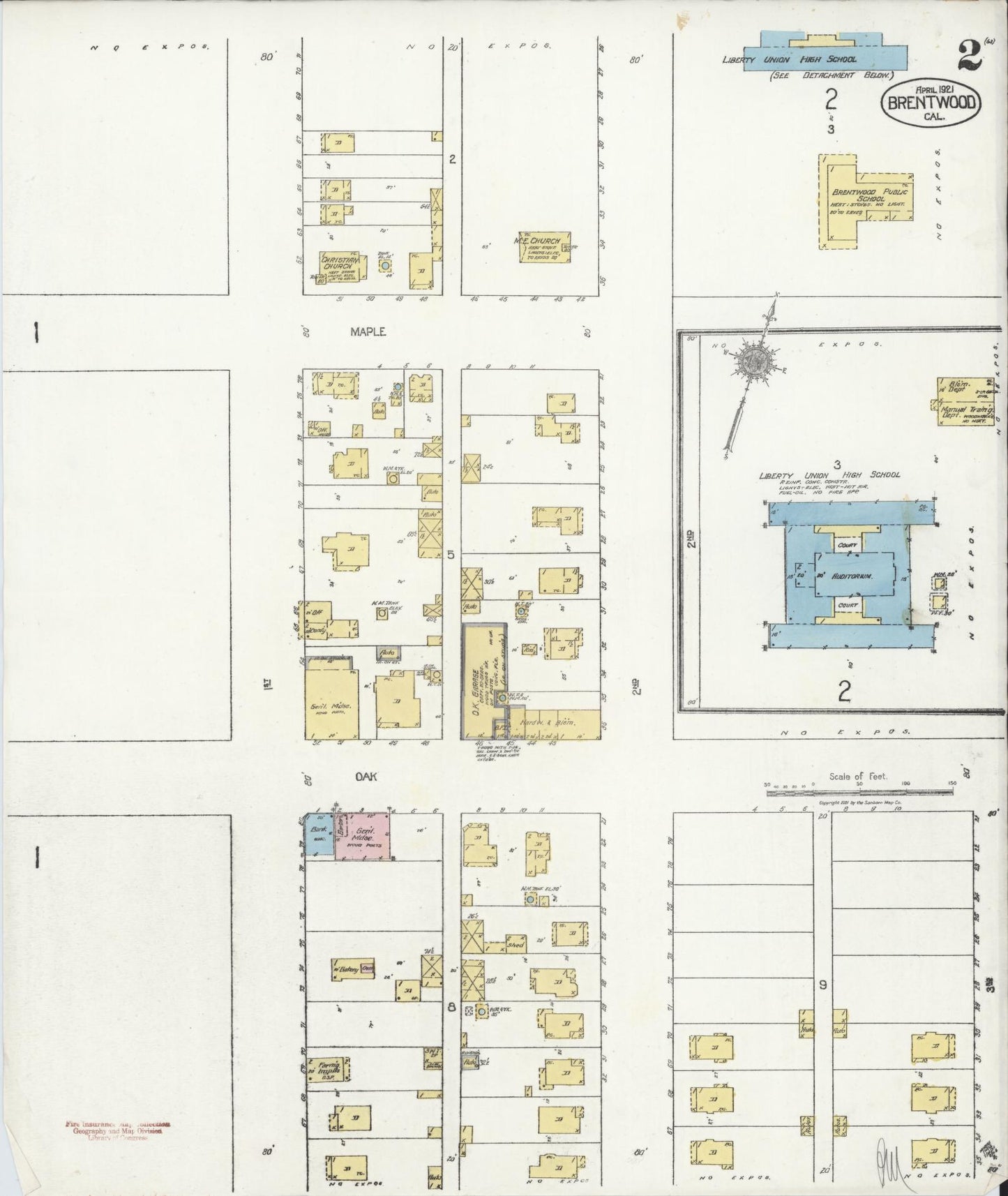 Sanborn Fire Insurance Map from Brentwood, Contra Costa County, California (1921), Sheet #0002 - Historic Sanborn Fire Insurance Map Print, vintage old map wall art, antique decor, genealogy gift, California California map