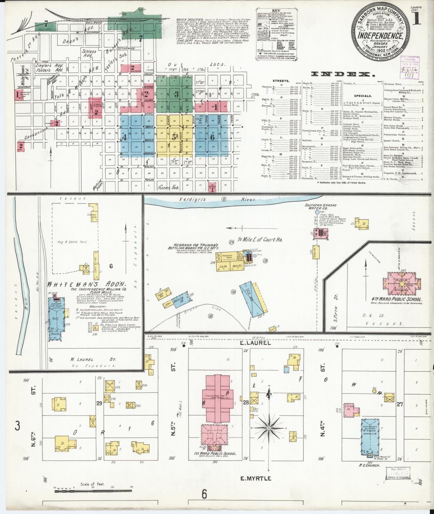 Sanborn Fire Insurance Map from Independence, Montgomery County, Kansas (1902), Sheet #0001 - Historic Sanborn Fire Insurance Map Print, vintage old map wall art, antique decor, genealogy gift, Kansas Kansas map