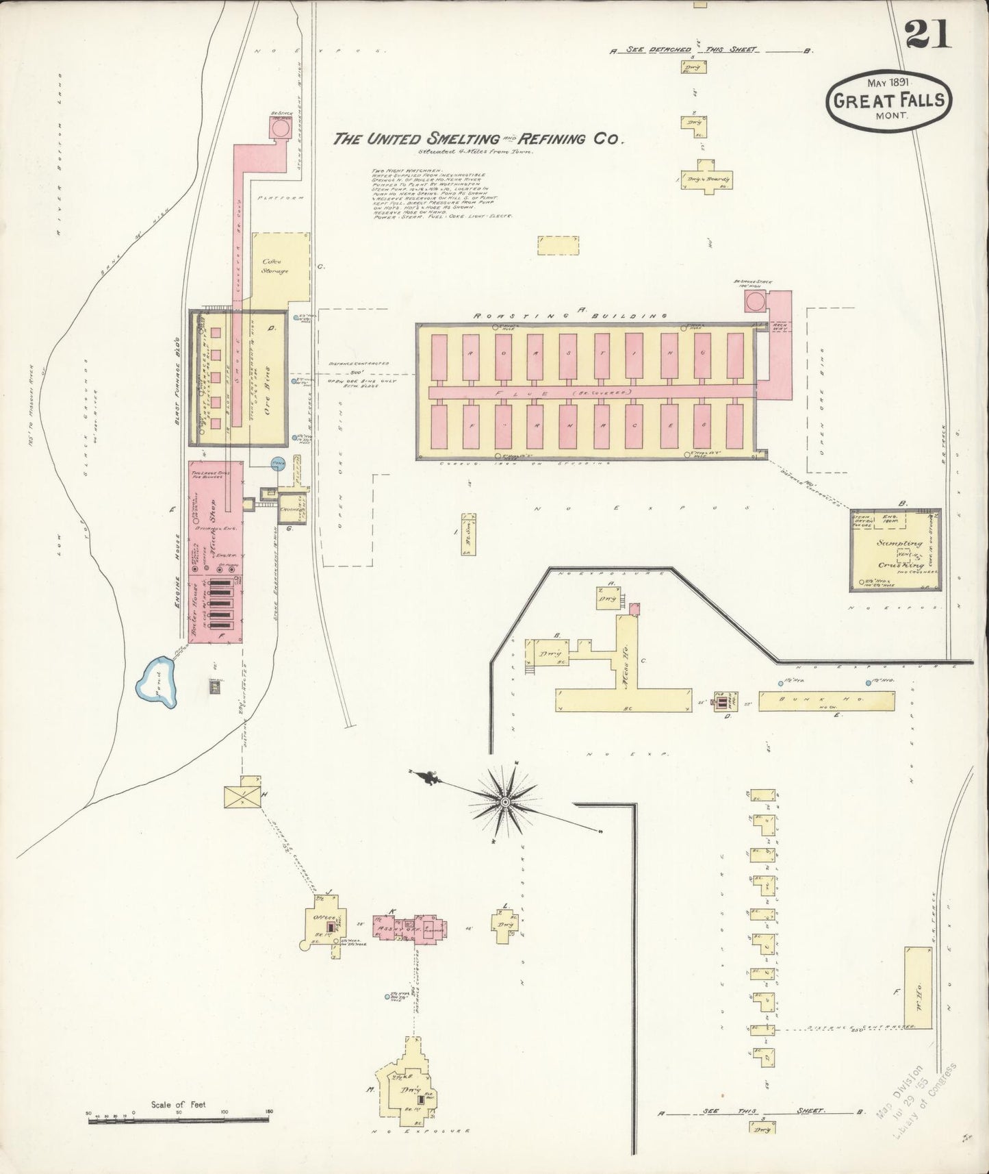 Sanborn Fire Insurance Map from Great Falls, Cascade County, Montana (1891), Sheet #0021 - Complete Map Set gallery image, historic Sanborn map, vintage wall art, Montana Montana