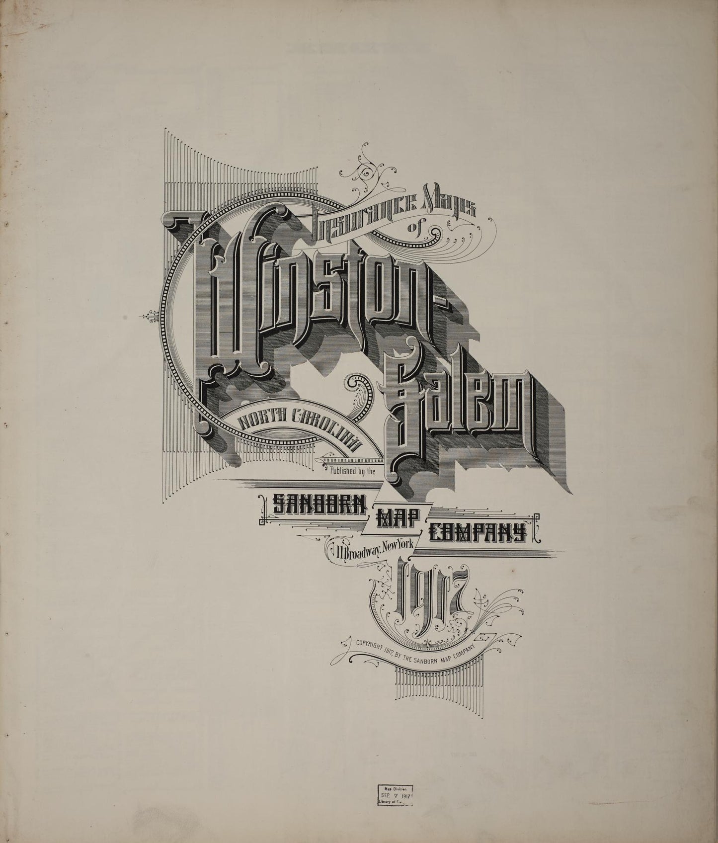 Sanborn Fire Insurance Map from Winston-Salem, Forsyth County, North Carolina (1917), Sheet #0001 - Historic Sanborn Fire Insurance Map Print, vintage old map wall art, antique decor, genealogy gift, North Carolina North Carolina map