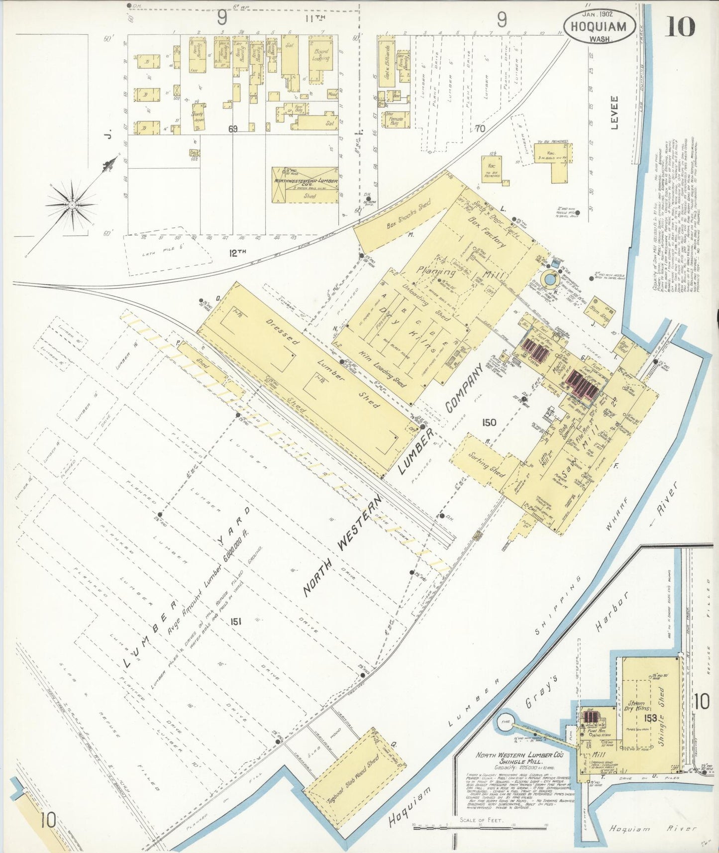 Sanborn Fire Insurance Map from Hoquiam, Grays Harbor County, Washington (1902), Sheet #0010 - Historic Sanborn Fire Insurance Map Print, vintage old map wall art, antique decor, genealogy gift, Washington Washington map