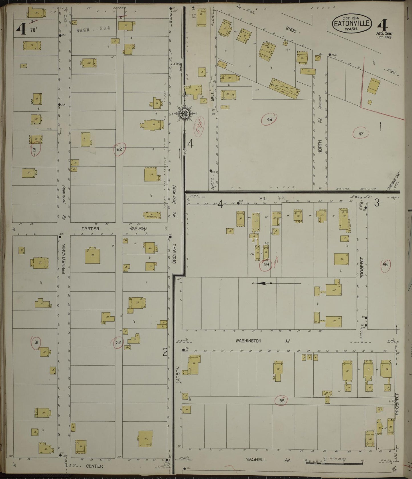 Sanborn Fire Insurance Map from Eatonville, Pierce County, Washington (1933), Sheet #0004 - Complete Map Set gallery image, historic Sanborn map, vintage wall art, Washington Washington