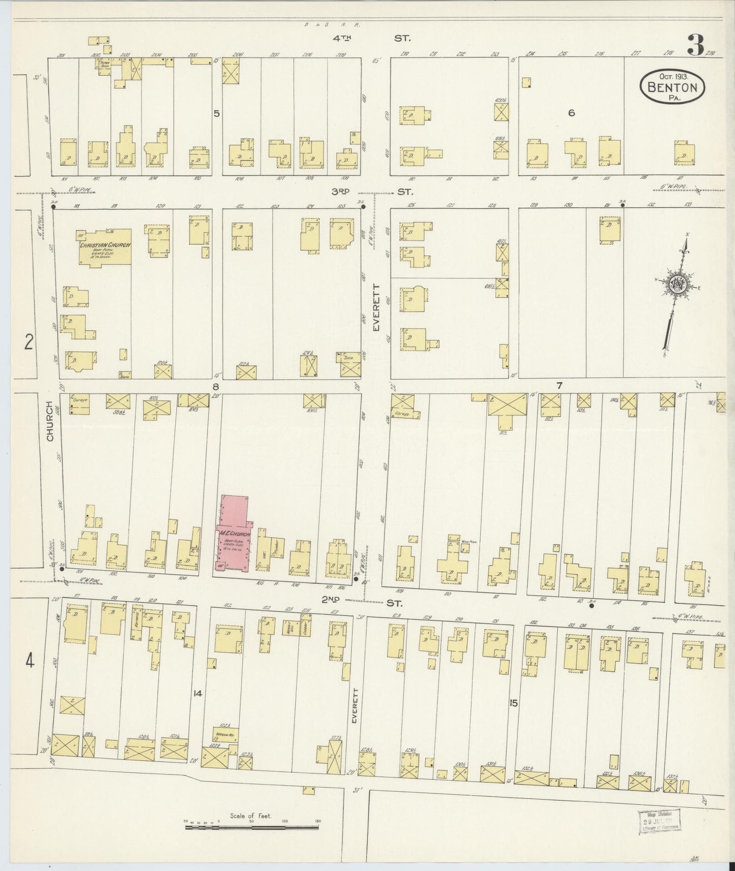 Sanborn Fire Insurance Map from Benton, Columbia County, Pennsylvania (1913), Sheet #0003 - Historic Sanborn Fire Insurance Map Print, vintage old map wall art, antique decor, genealogy gift, Pennsylvania Pennsylvania map