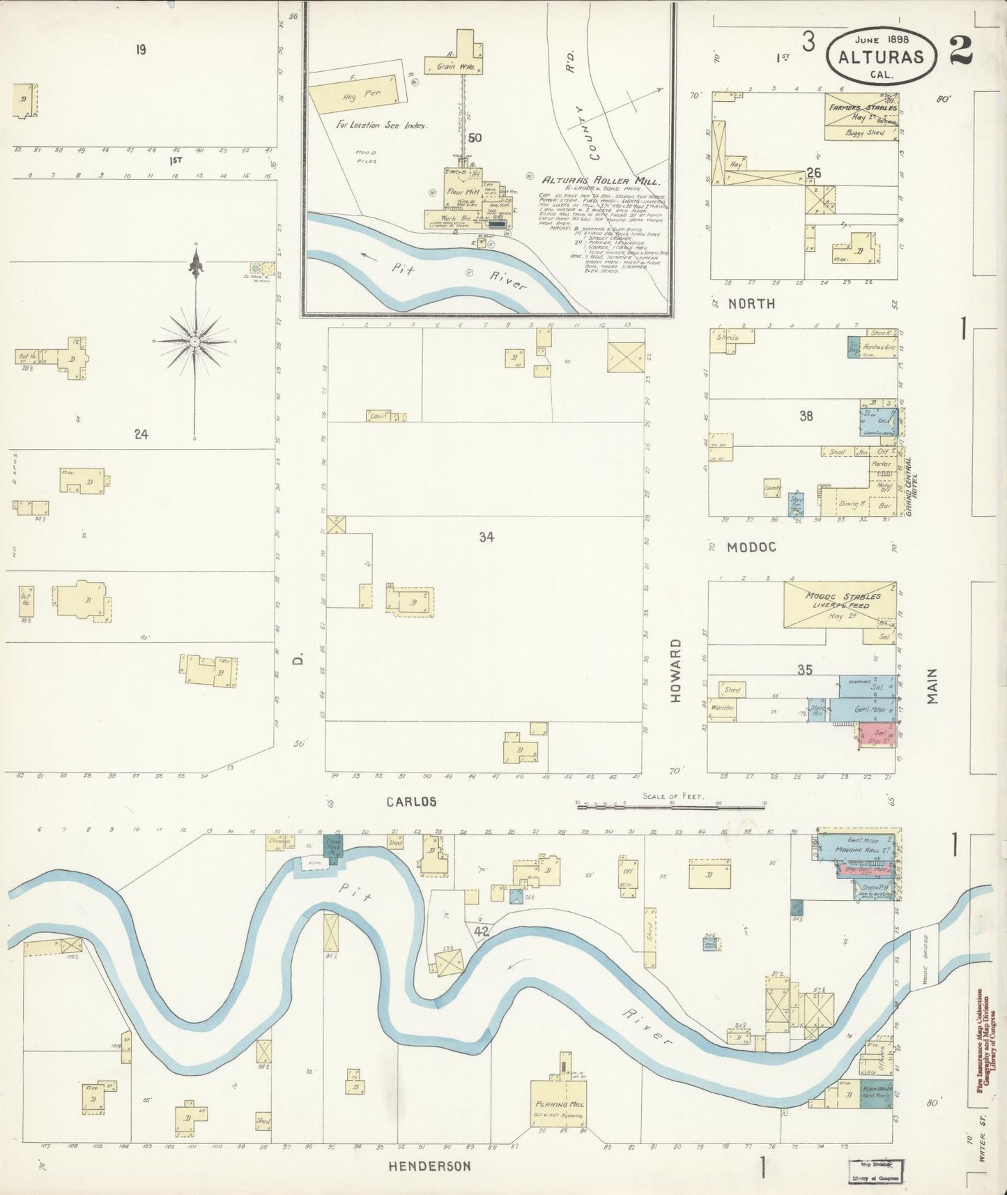 Sanborn Fire Insurance Map from Alturas, Modoc County, California (1898), Sheet #0002 - Historic Sanborn Fire Insurance Map Print, vintage old map wall art, antique decor, genealogy gift, California California map