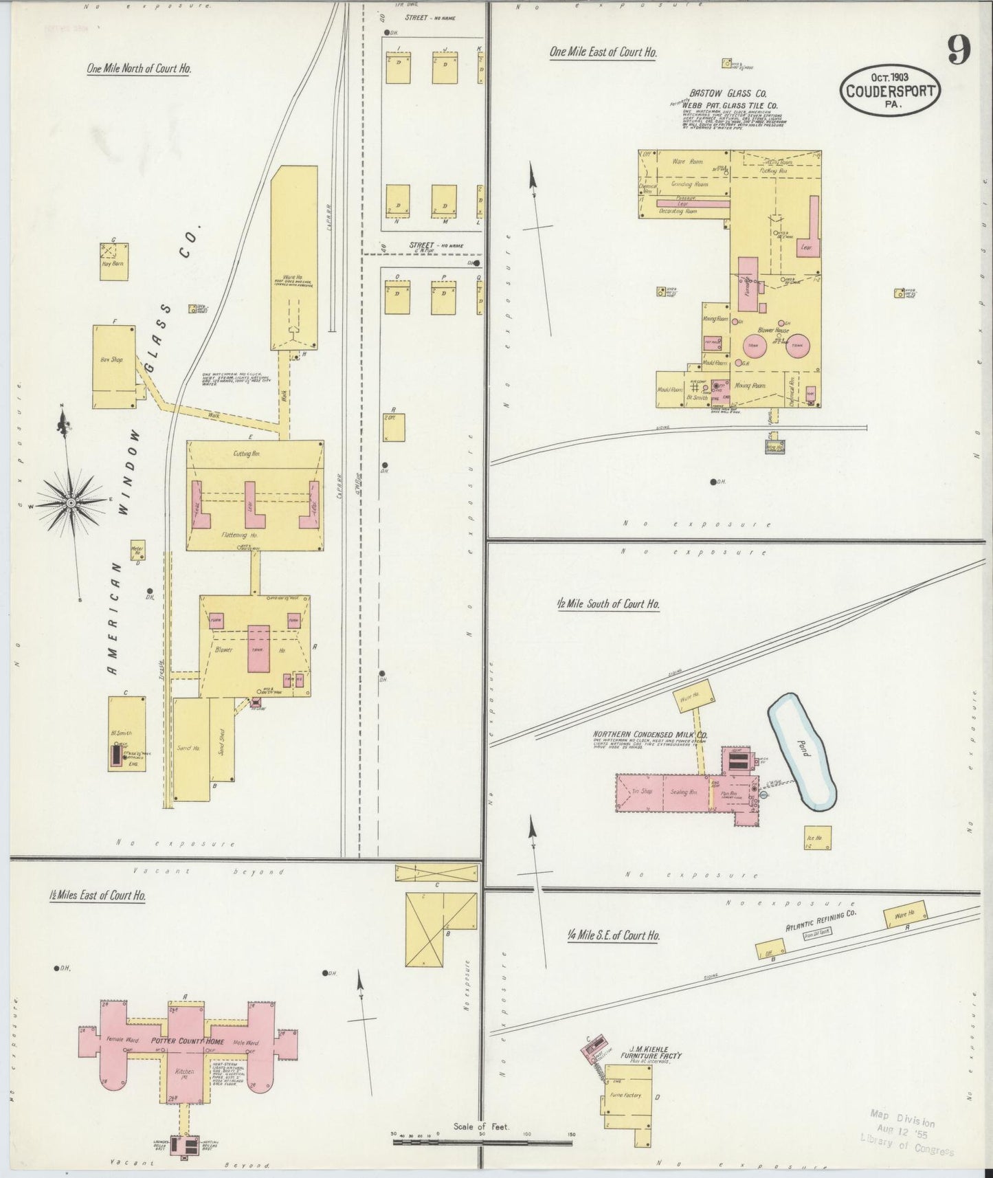 Sanborn Fire Insurance Map from Coudersport, Potter County, Pennsylvania (1903), Sheet #0009 - Historic Sanborn Fire Insurance Map Print, vintage old map wall art, antique decor, genealogy gift, Pennsylvania Pennsylvania map