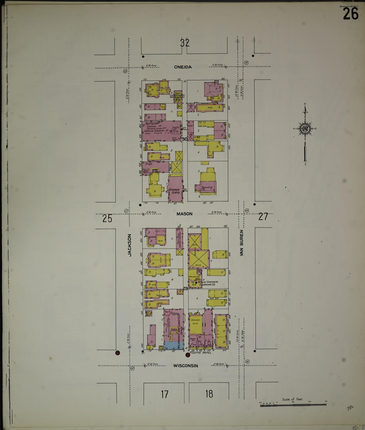 Sanborn Fire Insurance Map from Milwaukee, Milwaukee County, Wisconsin (1910), Sheet #0026 - Historic Sanborn Fire Insurance Map Print, vintage old map wall art, antique decor, genealogy gift, Wisconsin Wisconsin map
