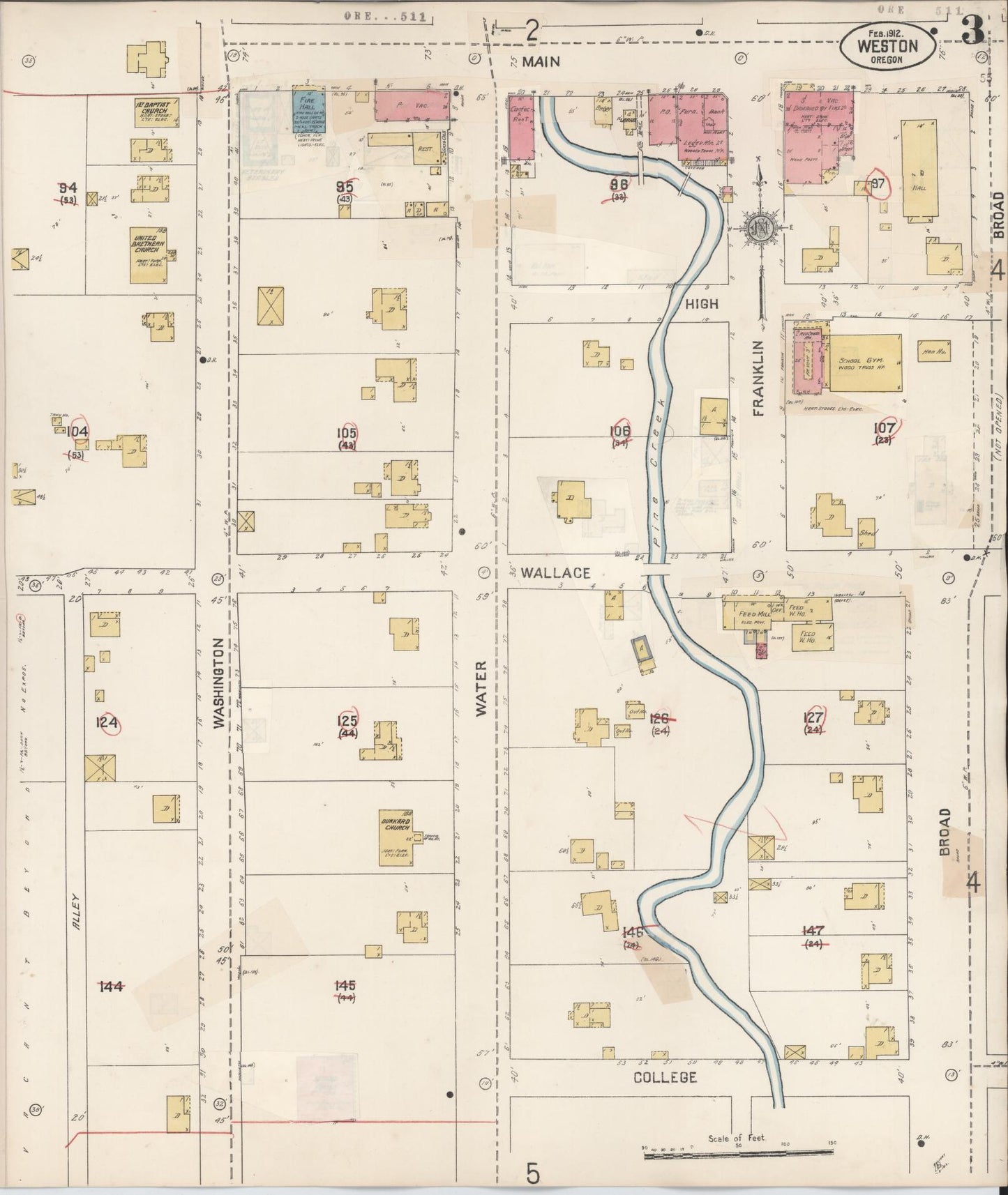 Sanborn Fire Insurance Map from Weston, Umatilla County, Oregon (1932), Sheet #0003 - Historic Sanborn Fire Insurance Map Print, vintage old map wall art, antique decor, genealogy gift, Oregon Oregon map