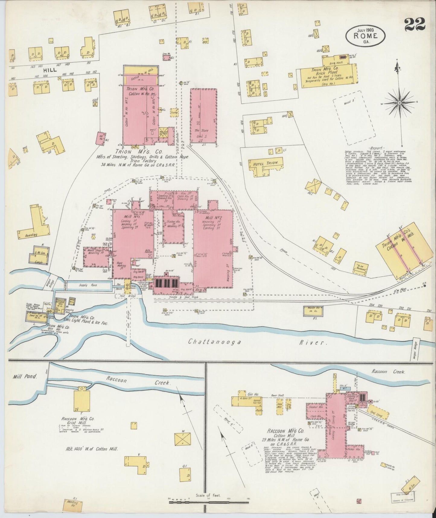 Sanborn Fire Insurance Map from Rome, Floyd County, Georgia (1903), Sheet #0022 - Historic Sanborn Fire Insurance Map Print, vintage old map wall art, antique decor, genealogy gift, Georgia Georgia map
