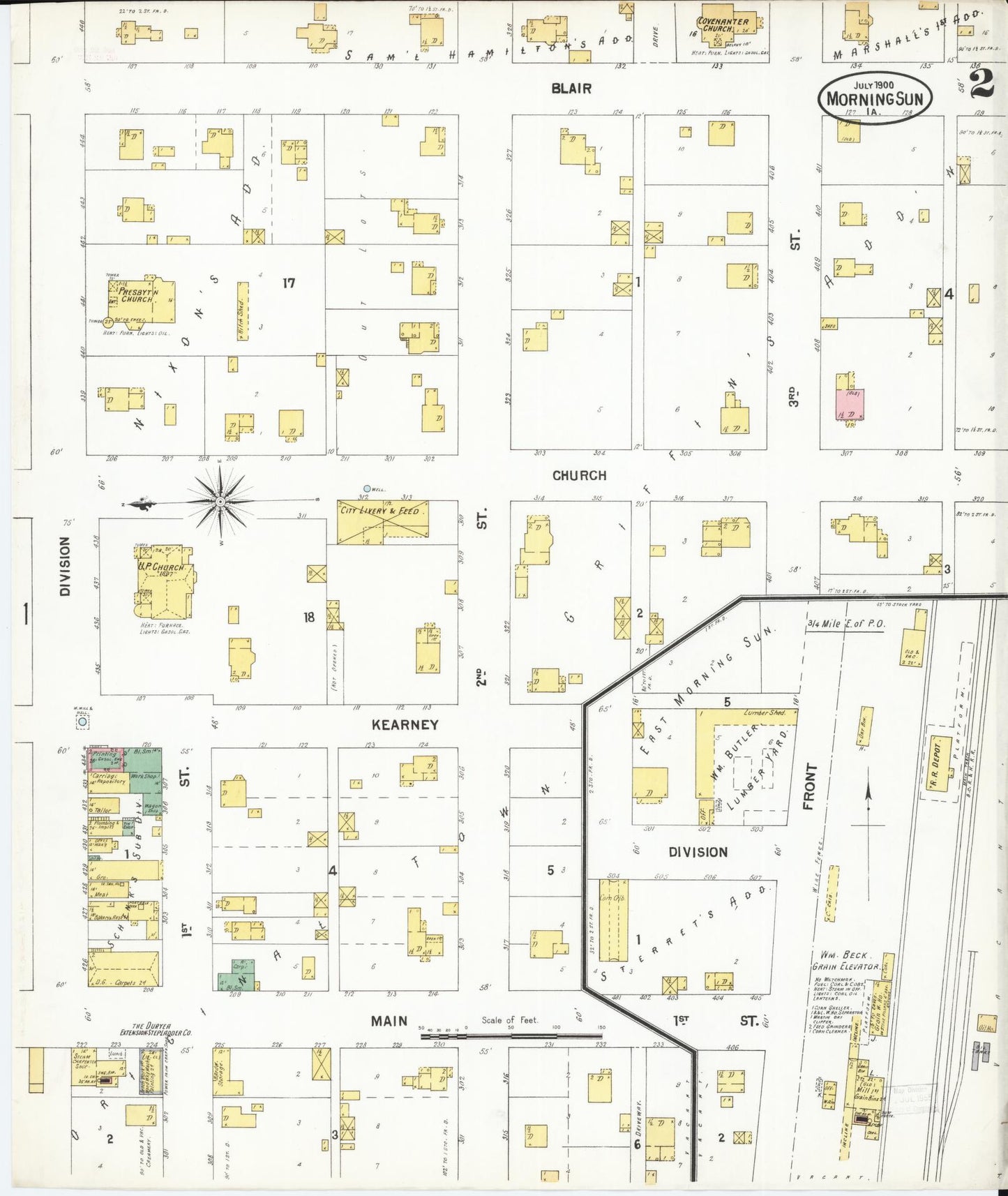 Sanborn Fire Insurance Map from Morning Sun, Louisa County, Iowa (1900), Sheet #0002 - Historic Sanborn Fire Insurance Map Print