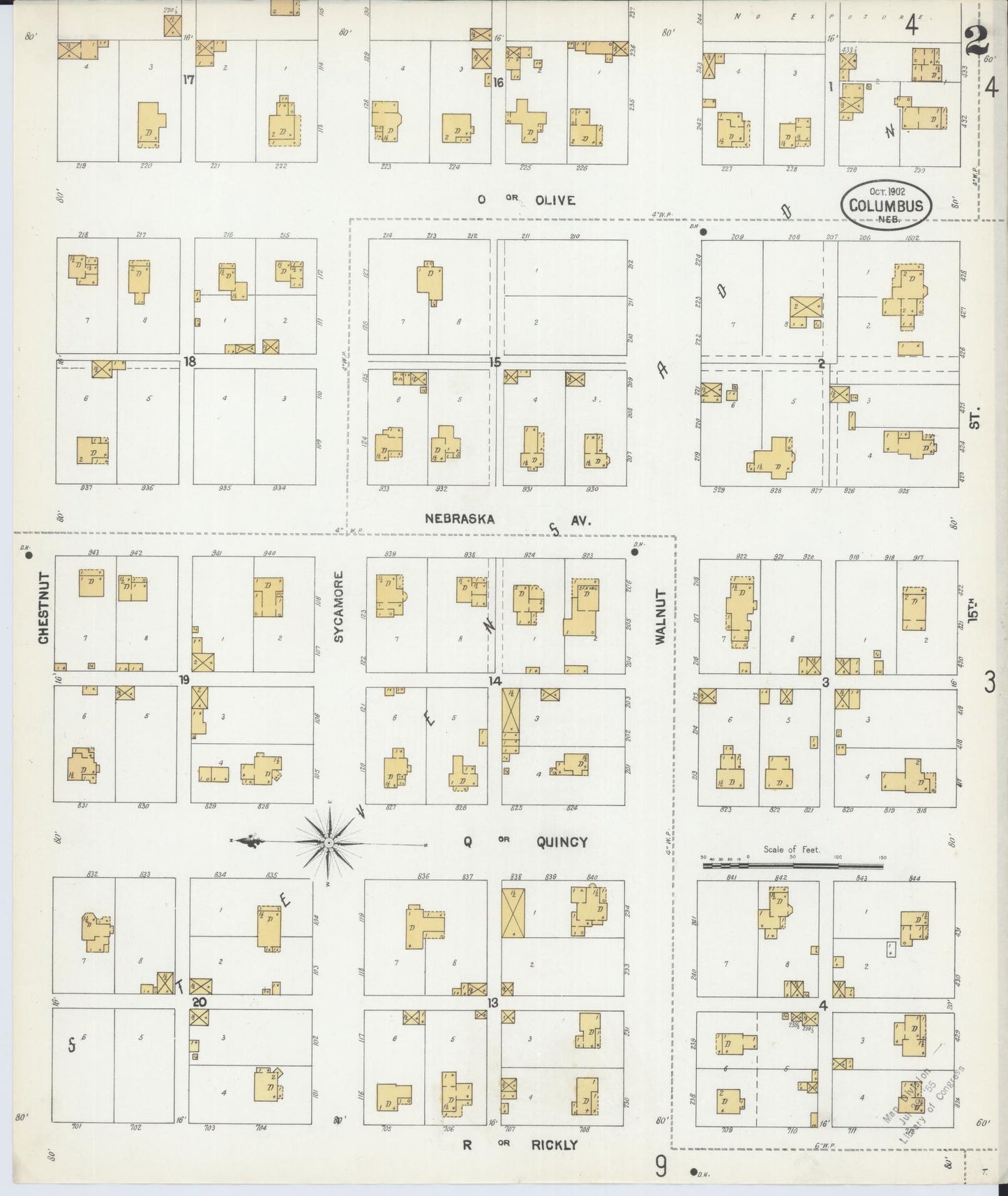 Sanborn Fire Insurance Map from Columbus, Platte County, Nebraska (1902), Sheet #0002 - Historic Sanborn Fire Insurance Map Print, vintage old map wall art, antique decor, genealogy gift, Nebraska Nebraska map