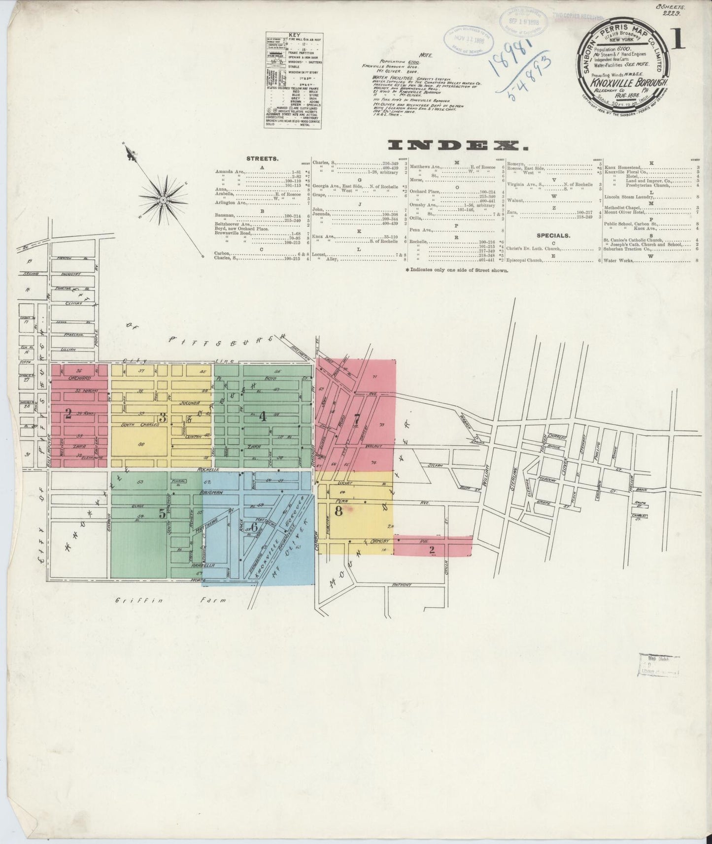 Sanborn Fire Insurance Map from Knoxville Borough, Allegheny County, Pennsylvania. (1898) – Historic Sanborn Fire Insurance Map Print