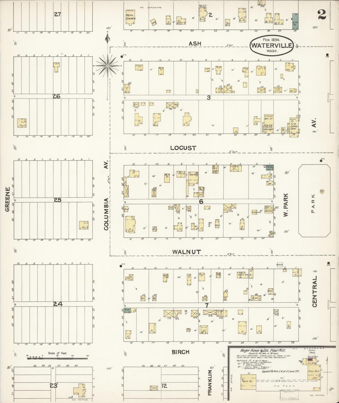 Sanborn Fire Insurance Map from Waterville, Douglas County, Washington (1894), Sheet #0002 - Historic Sanborn Fire Insurance Map Print, vintage old map wall art, antique decor, genealogy gift, Washington Washington map