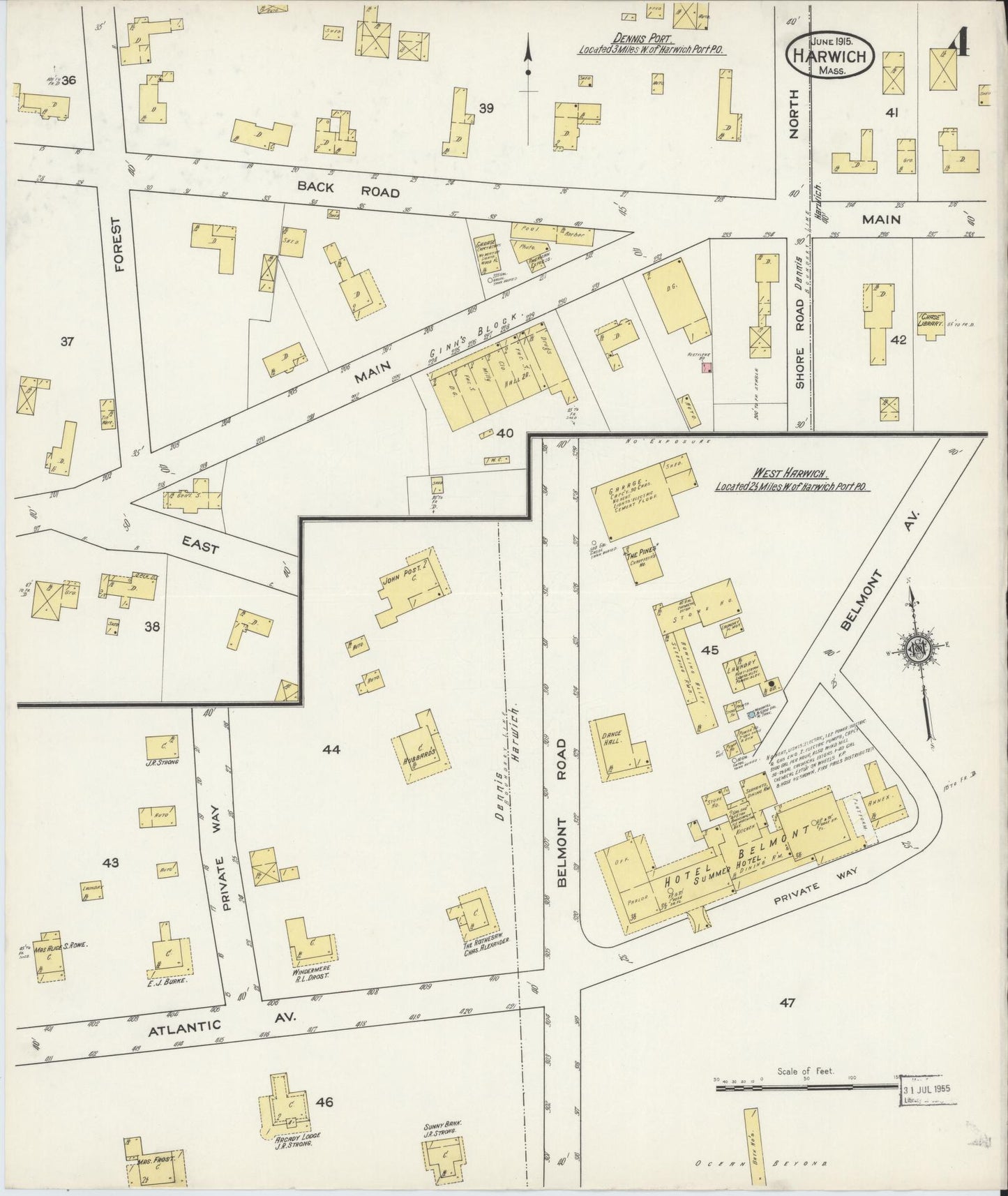 Sanborn Fire Insurance Map from Harwich, Barnstable County, Massachusetts (1915), Sheet #0004 - Complete Map Set gallery image, historic Sanborn map, vintage wall art, Massachusetts Massachusetts