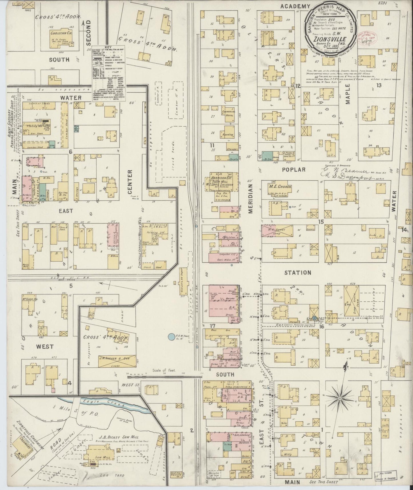 Sanborn Fire Insurance Map from Zionsville, Boone County, Indiana. (1895) – Historic Sanborn Fire Insurance Map Print