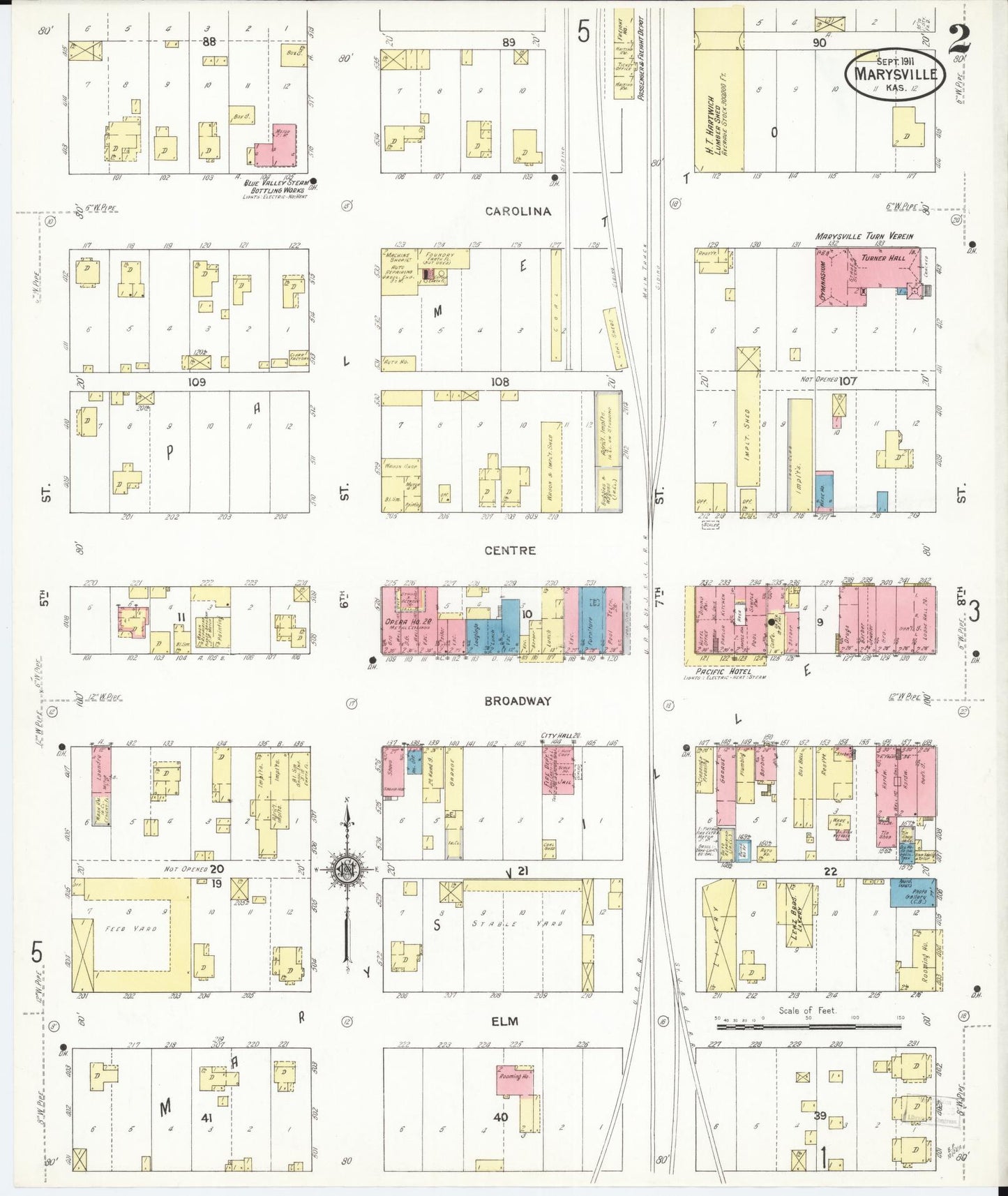 Sanborn Fire Insurance Map from Marysville, Marshall County, Kansas (1911), Sheet #0002 - Historic Sanborn Fire Insurance Map Print, vintage old map wall art, antique decor, genealogy gift, Kansas Kansas map
