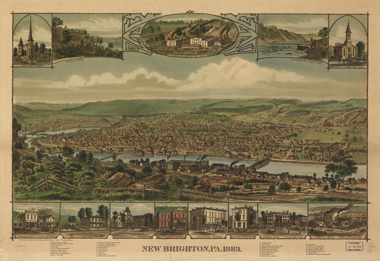 New Brighton, Pa. 1883. (1883) – Historic Bird’s-Eye View Panorama Print