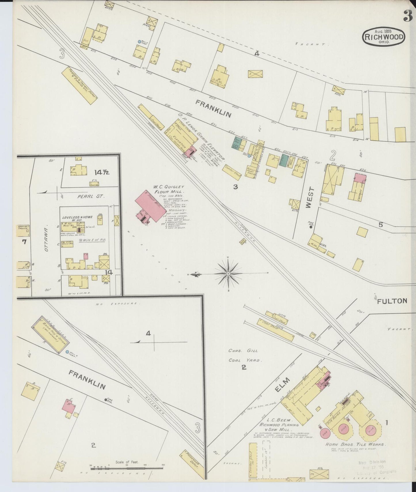 Sanborn Fire Insurance Map from Richwood, Union County, Ohio (1893), Sheet #0003 - Complete Map Set gallery image, historic Sanborn map, vintage wall art, Ohio Ohio