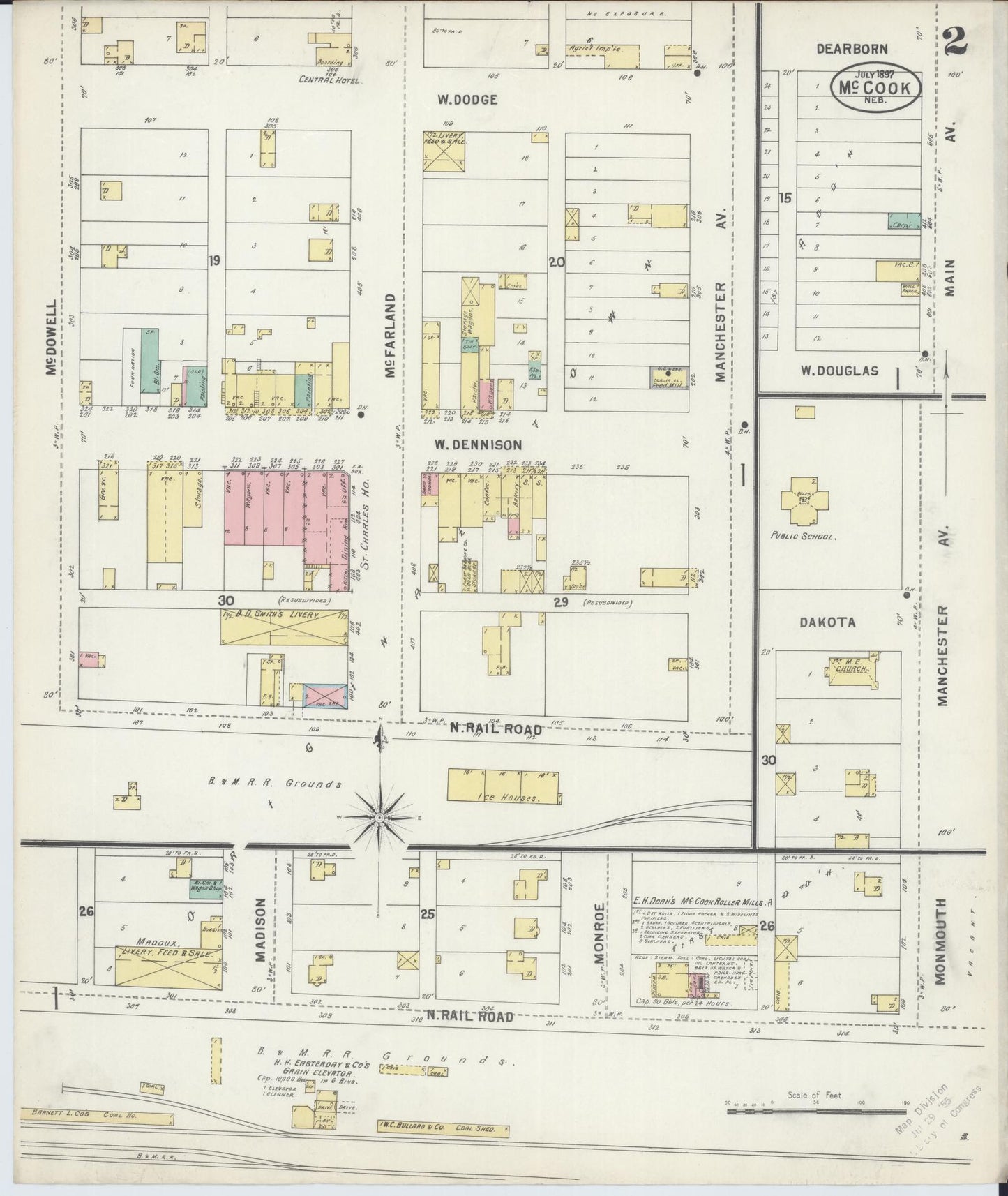 Sanborn Fire Insurance Map from Mccook, Red Willow County, Nebraska (1897), Sheet #0002 - Complete Map Set gallery image, historic Sanborn map, vintage wall art, Nebraska Nebraska
