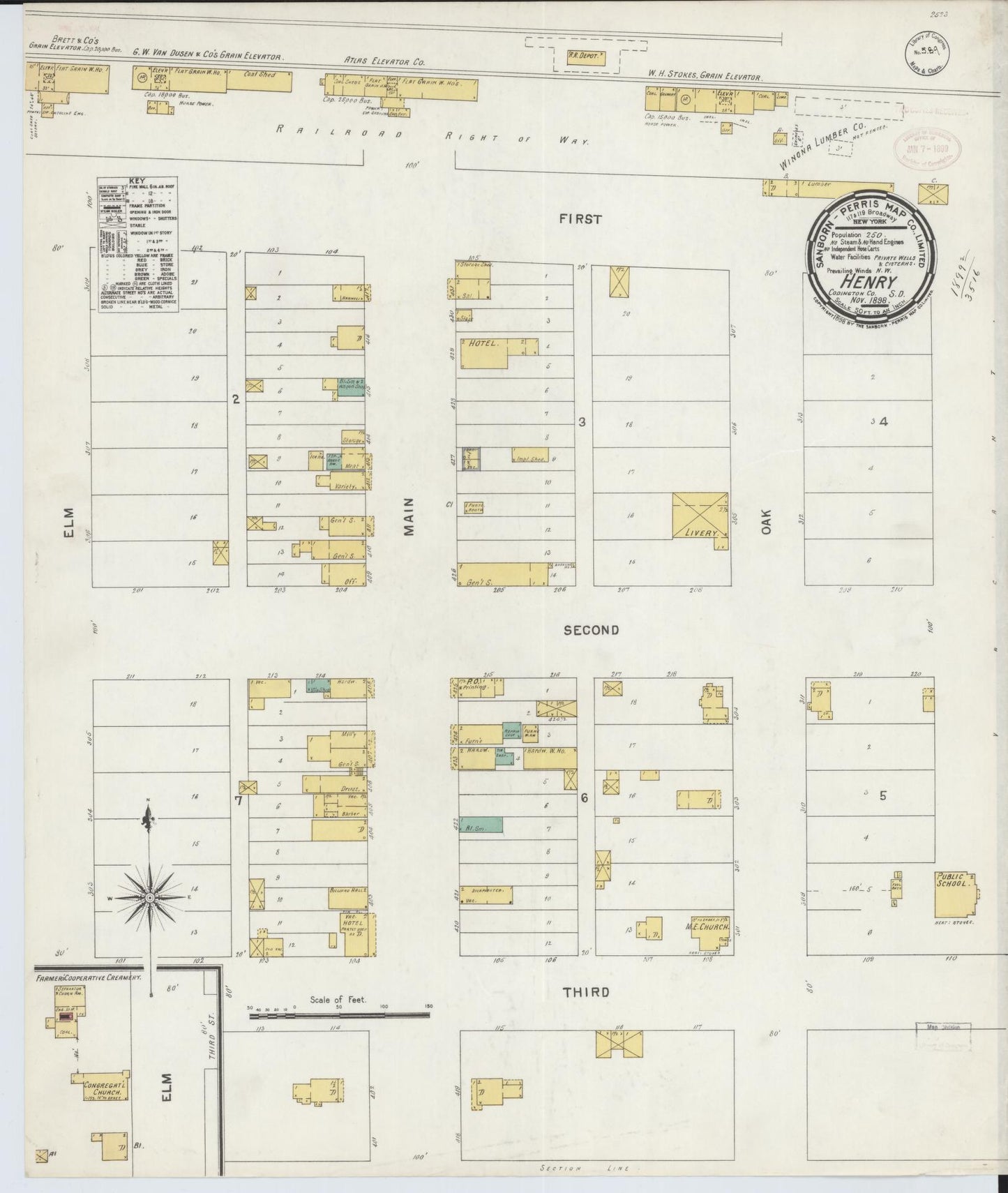Sanborn Fire Insurance Map from Henry, Codington County, South Dakota (1898), Sheet #0001 - Historic Sanborn Fire Insurance Map Print, vintage old map wall art, antique decor, genealogy gift, South Dakota South Dakota map