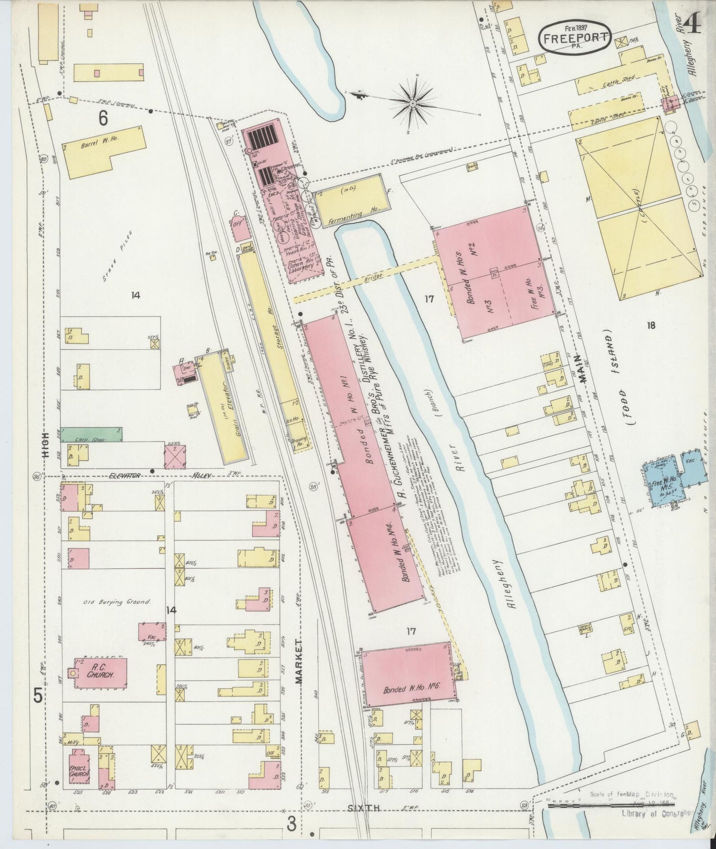 Sanborn Fire Insurance Map from Freeport, Armstrong County, Pennsylvania (1897), Sheet #0004 - Historic Sanborn Fire Insurance Map Print, vintage old map wall art, antique decor, genealogy gift, Pennsylvania Pennsylvania map