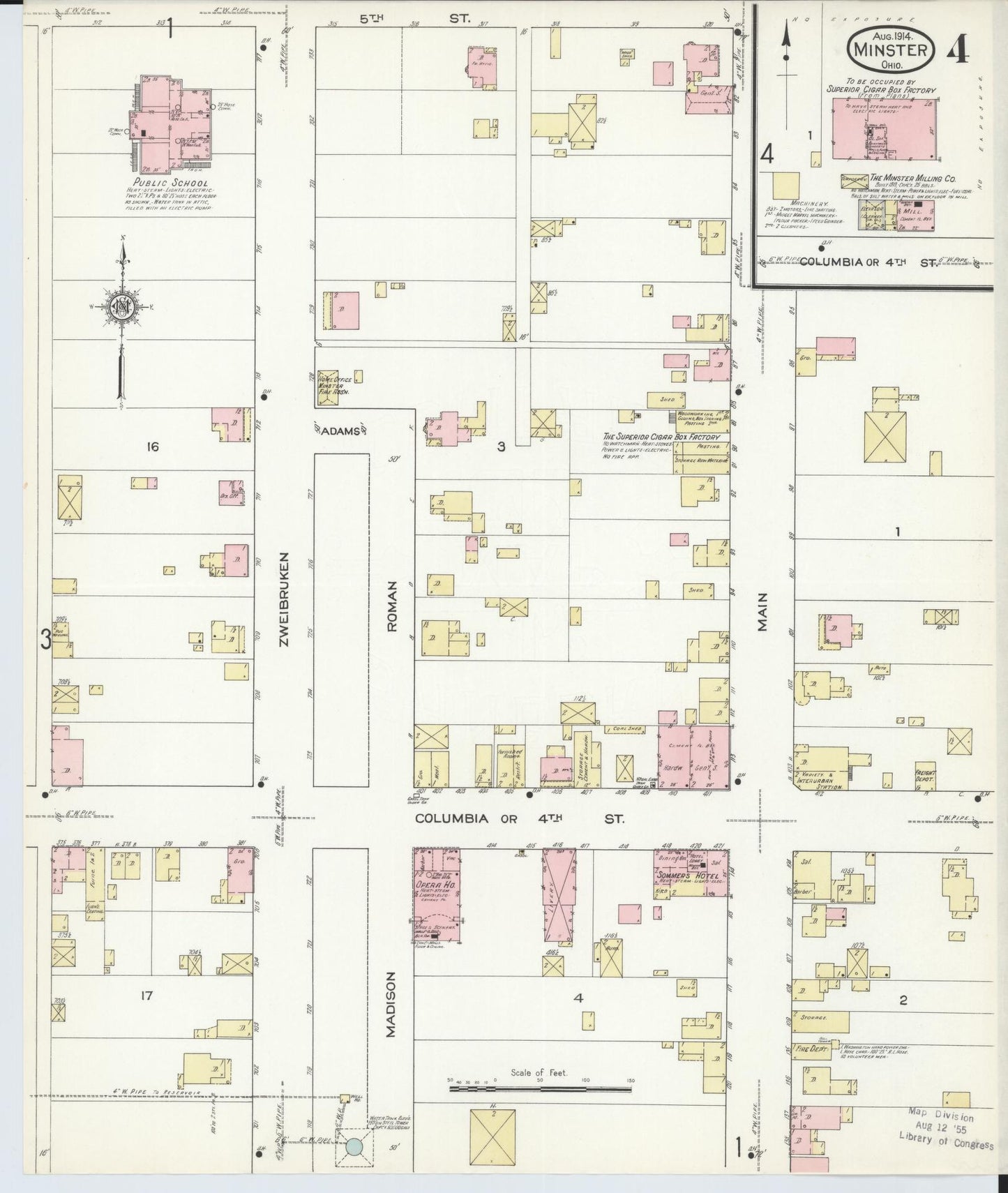 Sanborn Fire Insurance Map from Minster, Auglaize County, Ohio (1914), Sheet #0004 - Historic Sanborn Fire Insurance Map Print, vintage old map wall art, antique decor, genealogy gift, Ohio Ohio map