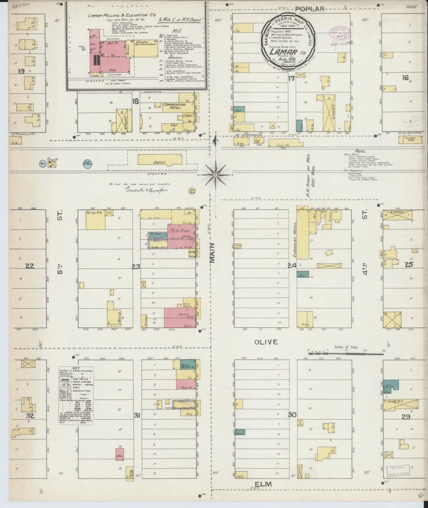 Sanborn Fire Insurance Map from Lamar, Prowers County, Colorado (1893), Sheet #0001 - Historic Sanborn Fire Insurance Map Print, vintage old map wall art, antique decor, genealogy gift, Colorado Colorado map