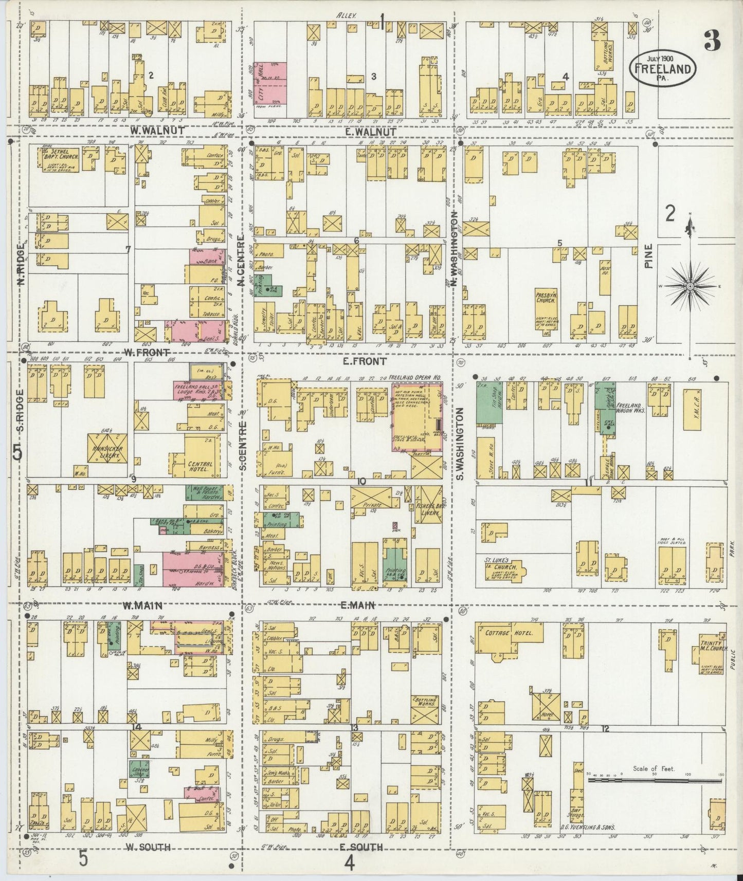 Sanborn Fire Insurance Map from Freeland, Luzerne County, Pennsylvania (1900), Sheet #0003 - Historic Sanborn Fire Insurance Map Print, vintage old map wall art, antique decor, genealogy gift, Pennsylvania Pennsylvania map