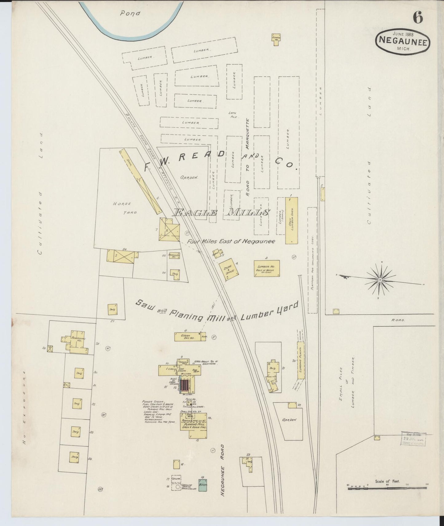 Sanborn Fire Insurance Map from Negaunee, Marquette County, Michigan (1888), Sheet #0006 - Complete Map Set gallery image, historic Sanborn map, vintage wall art, Michigan Michigan
