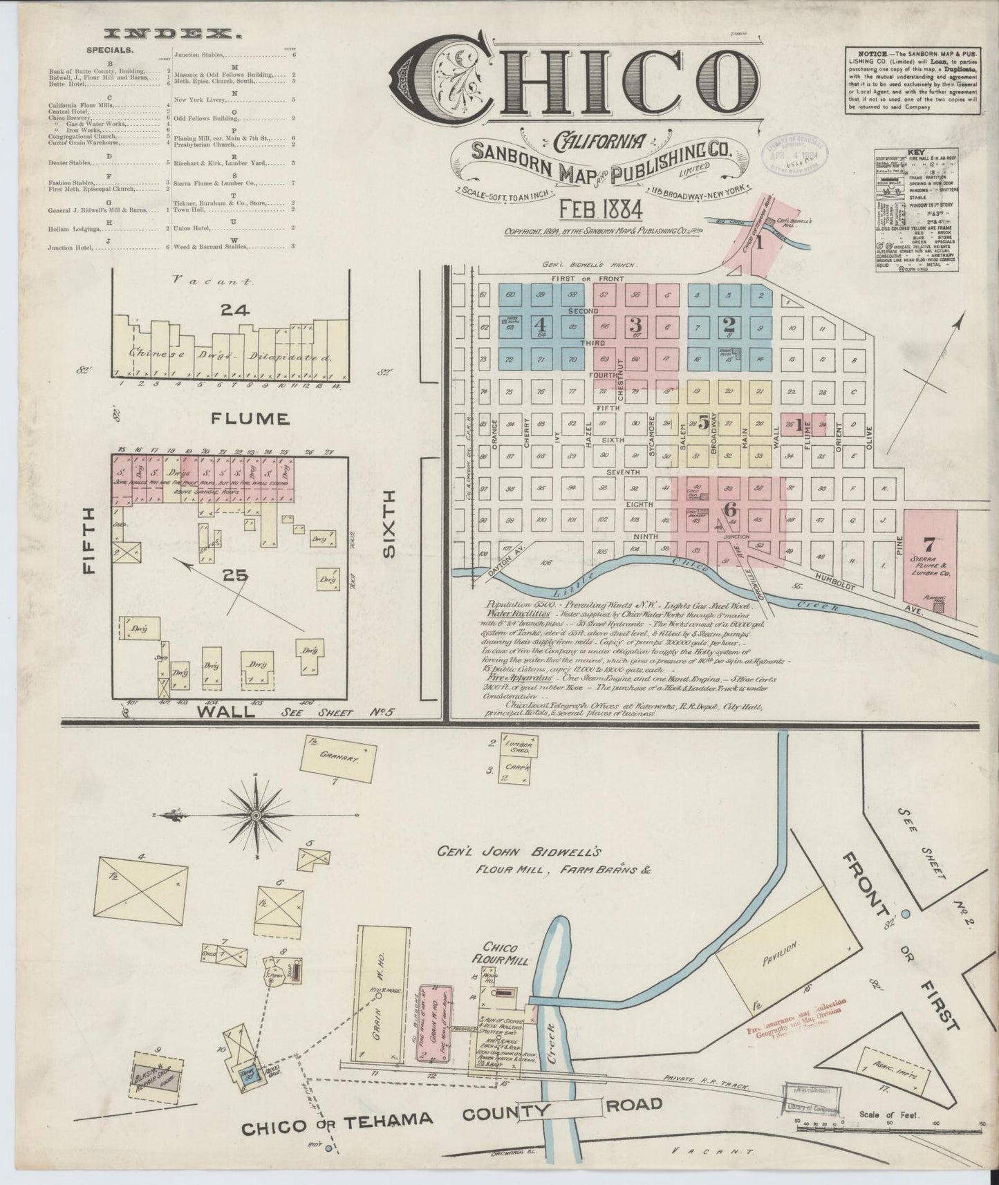 Sanborn Fire Insurance Map from Chico, Butte County, California (1884), Sheet #0001 - Historic Sanborn Fire Insurance Map Print, vintage old map wall art, antique decor, genealogy gift, California California map