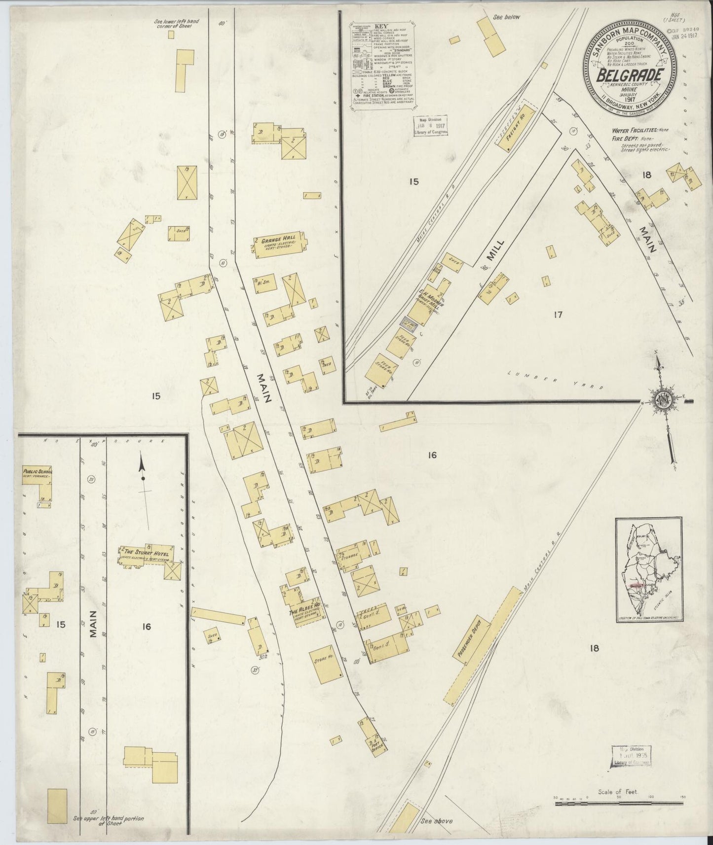 Sanborn Fire Insurance Map from Belgrade, Kennebec County, Maine. (1917) – Historic Sanborn Fire Insurance Map Print