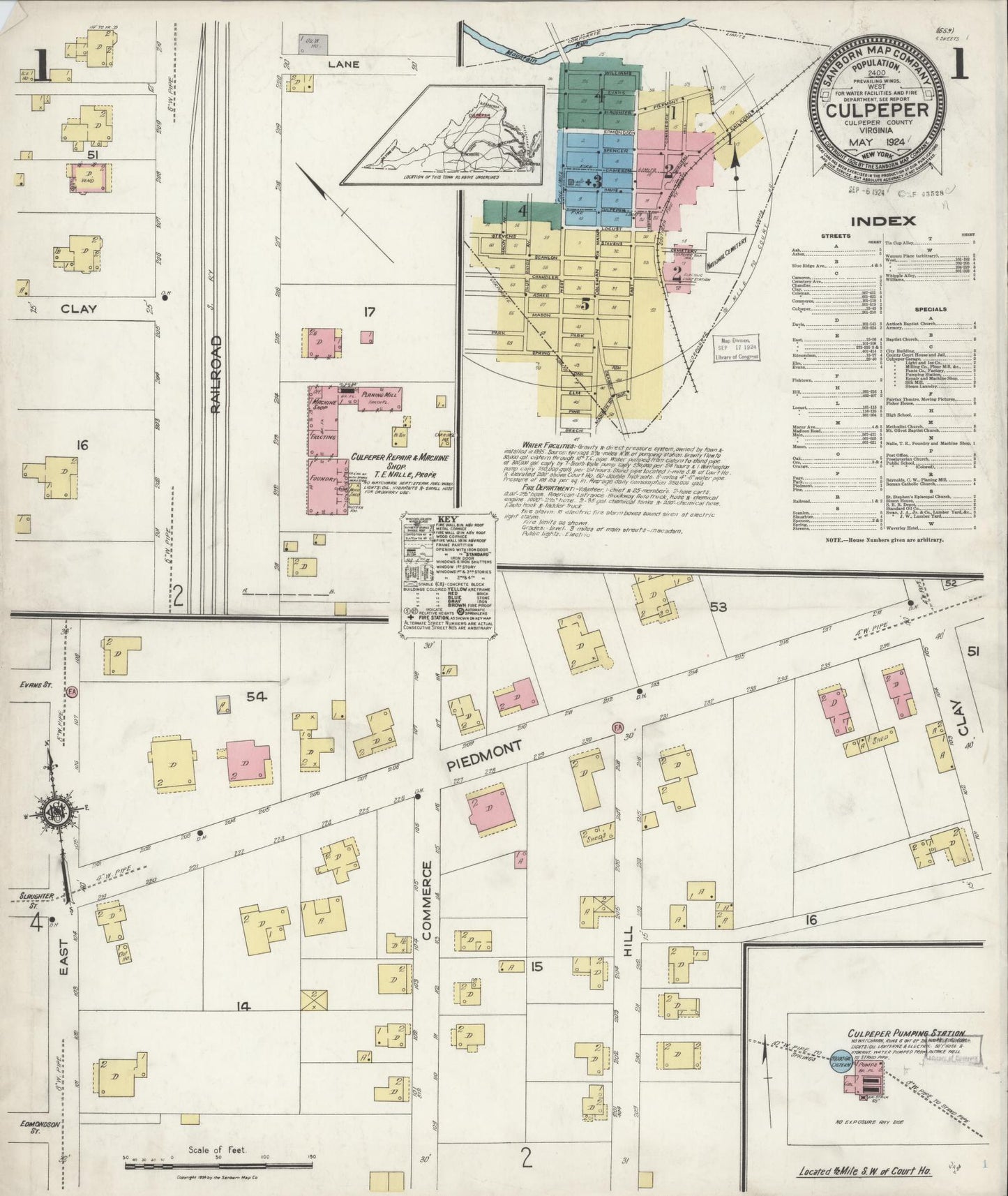 Sanborn Fire Insurance Map from Culpeper, Culpeper County, Virginia. (1924) – Historic Sanborn Fire Insurance Map Print