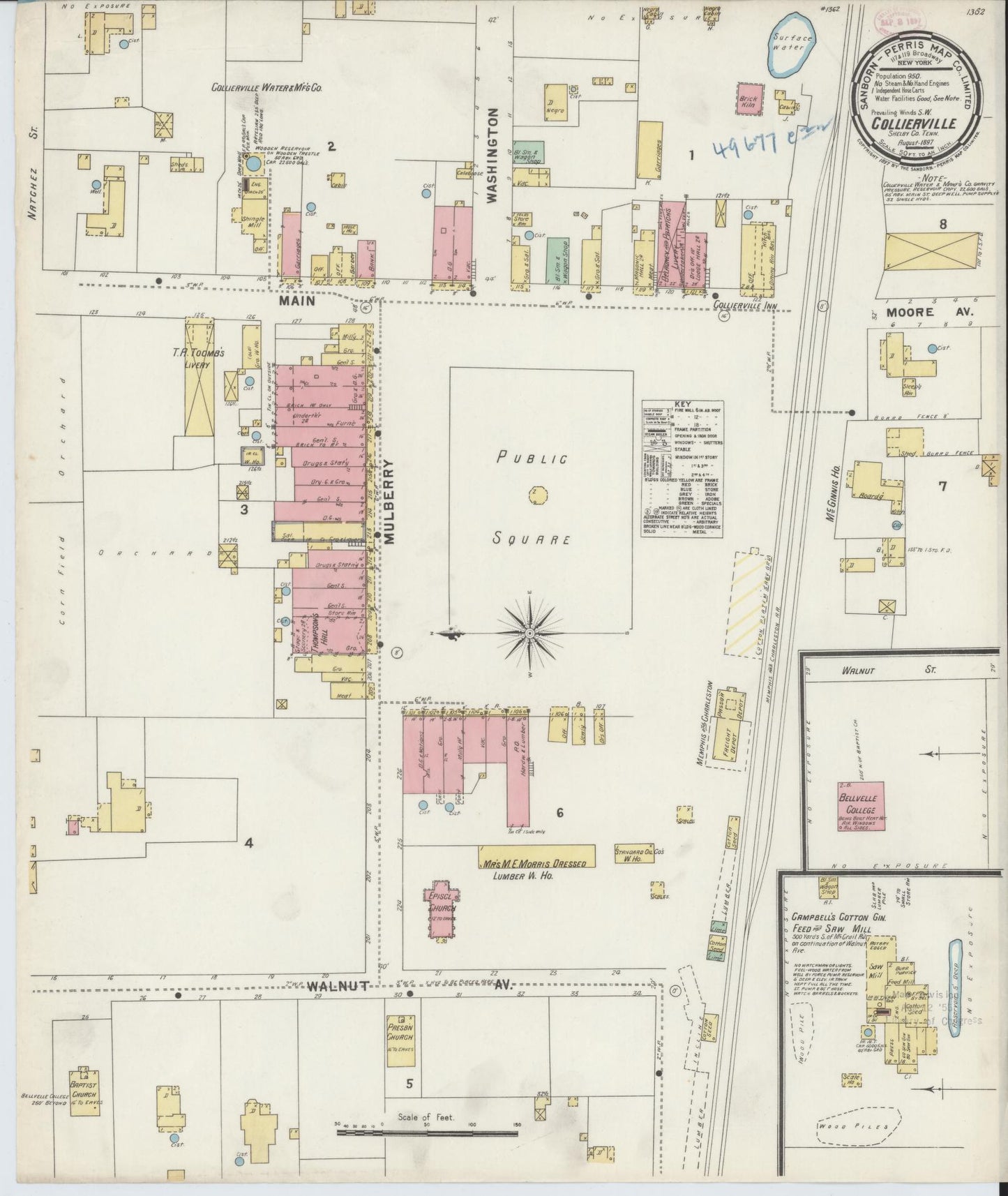 Sanborn Fire Insurance Map from Collierville, Shelby County, Tennessee. (1897) – Historic Sanborn Fire Insurance Map Print
