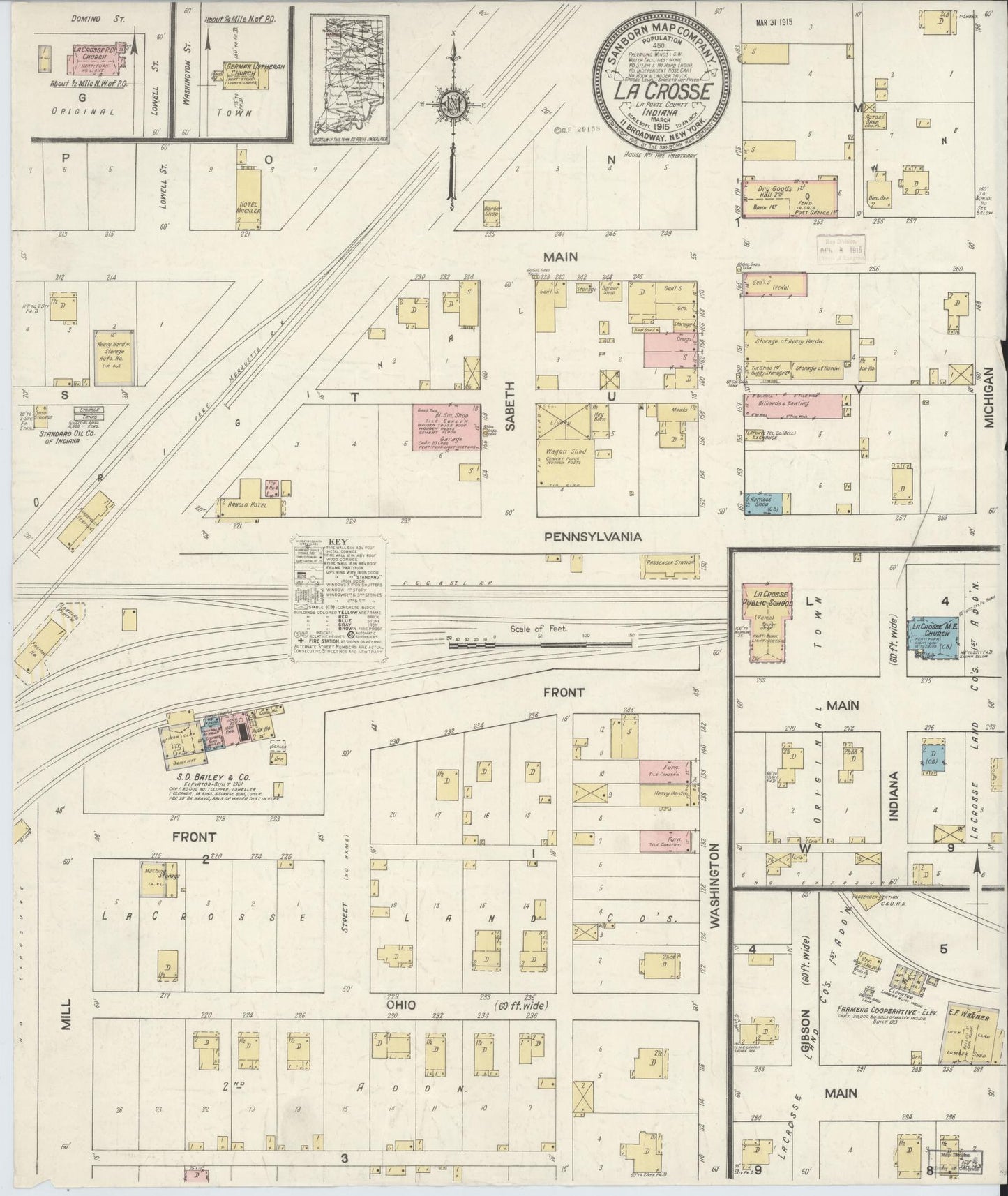 Sanborn Fire Insurance Map from La Crosse, La Porte County, Indiana (1915), Sheet #0001 - Historic Sanborn Fire Insurance Map Print, vintage old map wall art, antique decor, genealogy gift, Indiana Indiana map