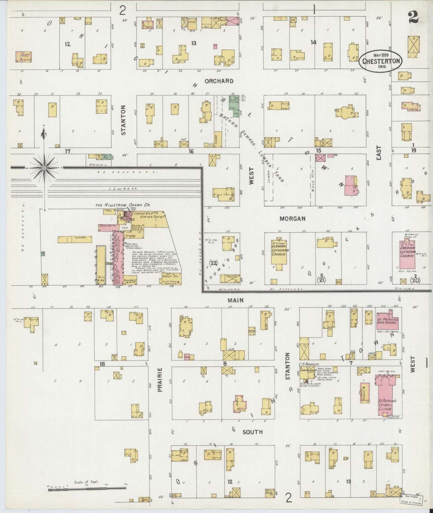 Sanborn Fire Insurance Map from Chesterton, Porter County, Indiana (1899), Sheet #0002 - Complete Map Set gallery image, historic Sanborn map, vintage wall art, Indiana Indiana