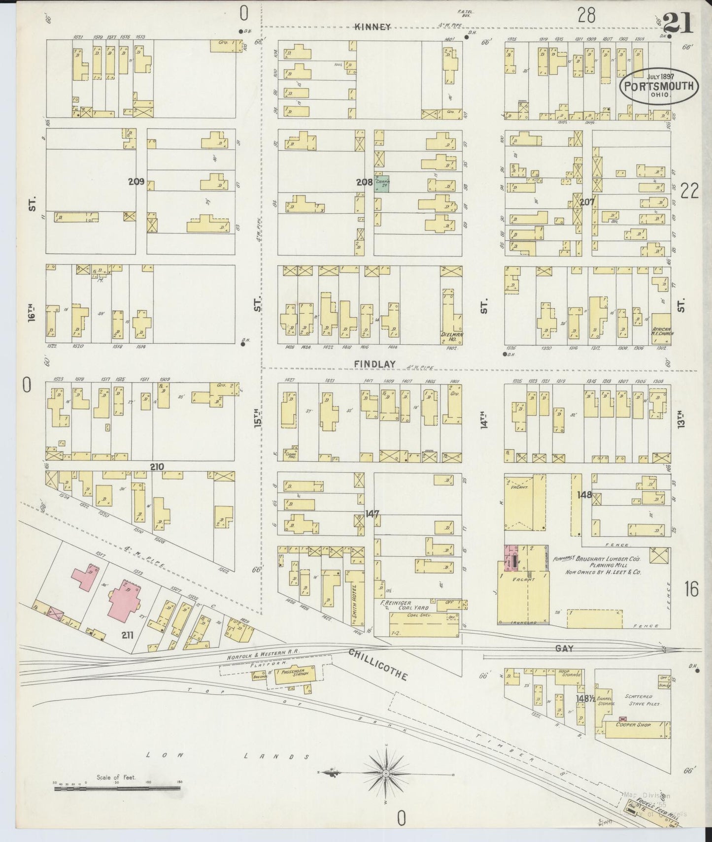 Sanborn Fire Insurance Map from Portsmouth, Scioto County, Ohio (1897), Sheet #0021 - Complete Map Set gallery image, historic Sanborn map, vintage wall art, Ohio Ohio