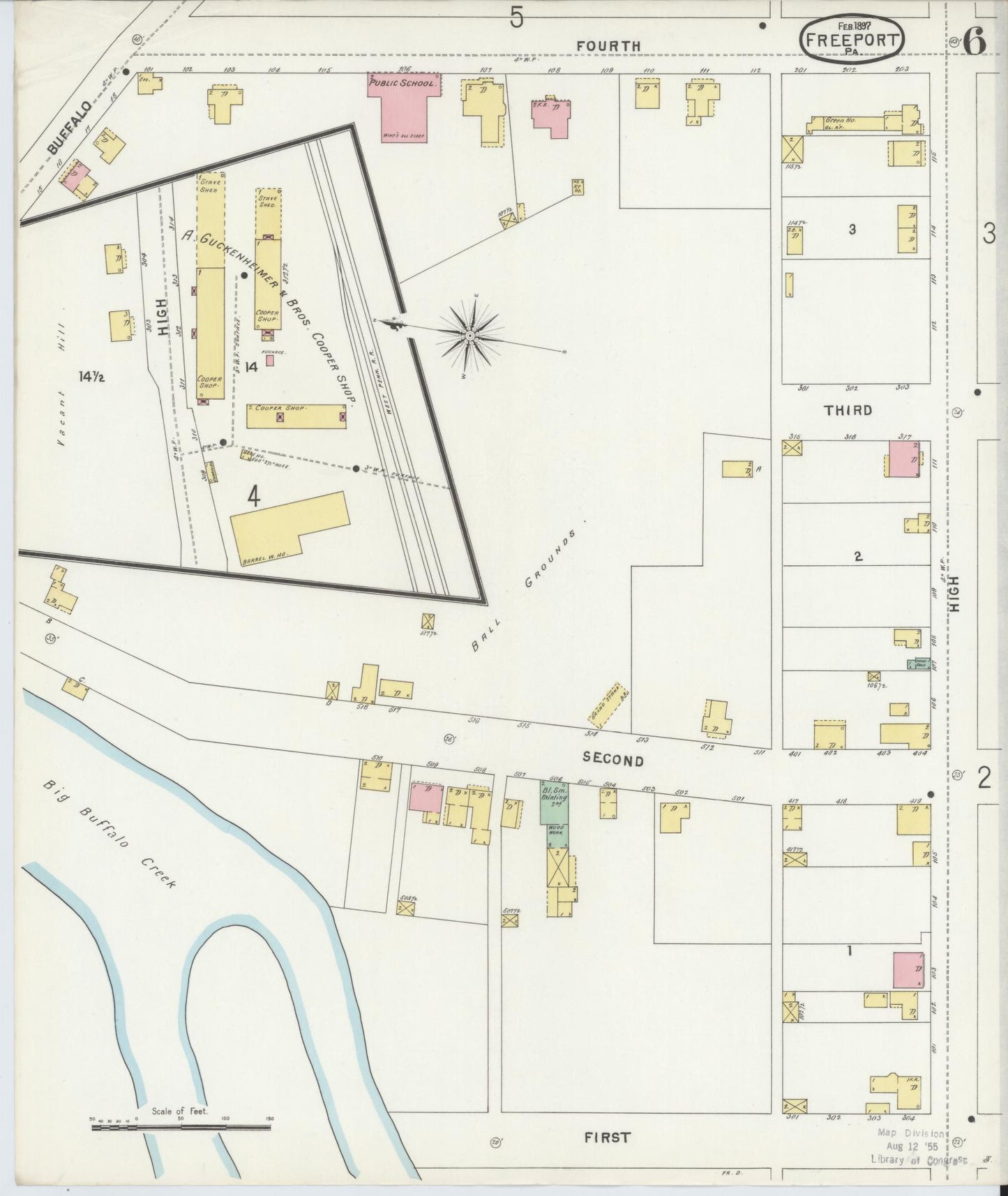 Sanborn Fire Insurance Map from Freeport, Armstrong County, Pennsylvania (1897), Sheet #0006 - Historic Sanborn Fire Insurance Map Print, vintage old map wall art, antique decor, genealogy gift, Pennsylvania Pennsylvania map