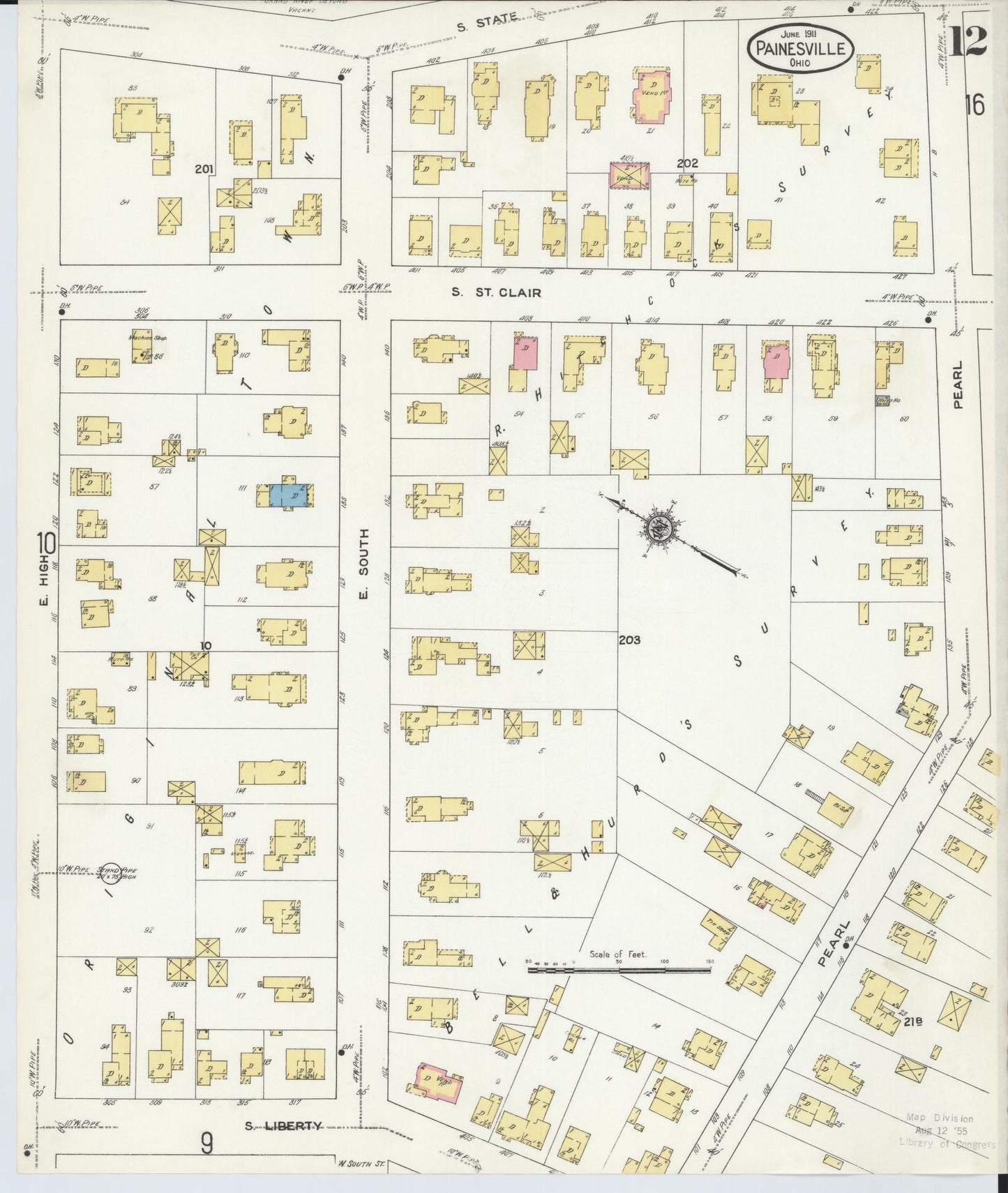 Sanborn Fire Insurance Map from Painesville, Lake County, Ohio (1911), Sheet #0012 - Historic Sanborn Fire Insurance Map Print, vintage old map wall art, antique decor, genealogy gift, Ohio Ohio map