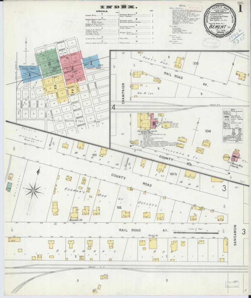 Sanborn Fire Insurance Map from Bement, Piatt County, Illinois. (1898) – Map View