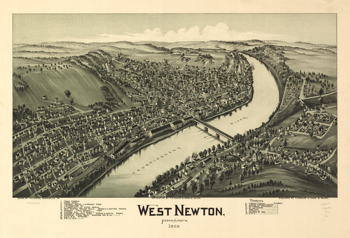 West Newton, Pennsylvania 1900. (1900) – Historic Bird’s-Eye View Panorama Print