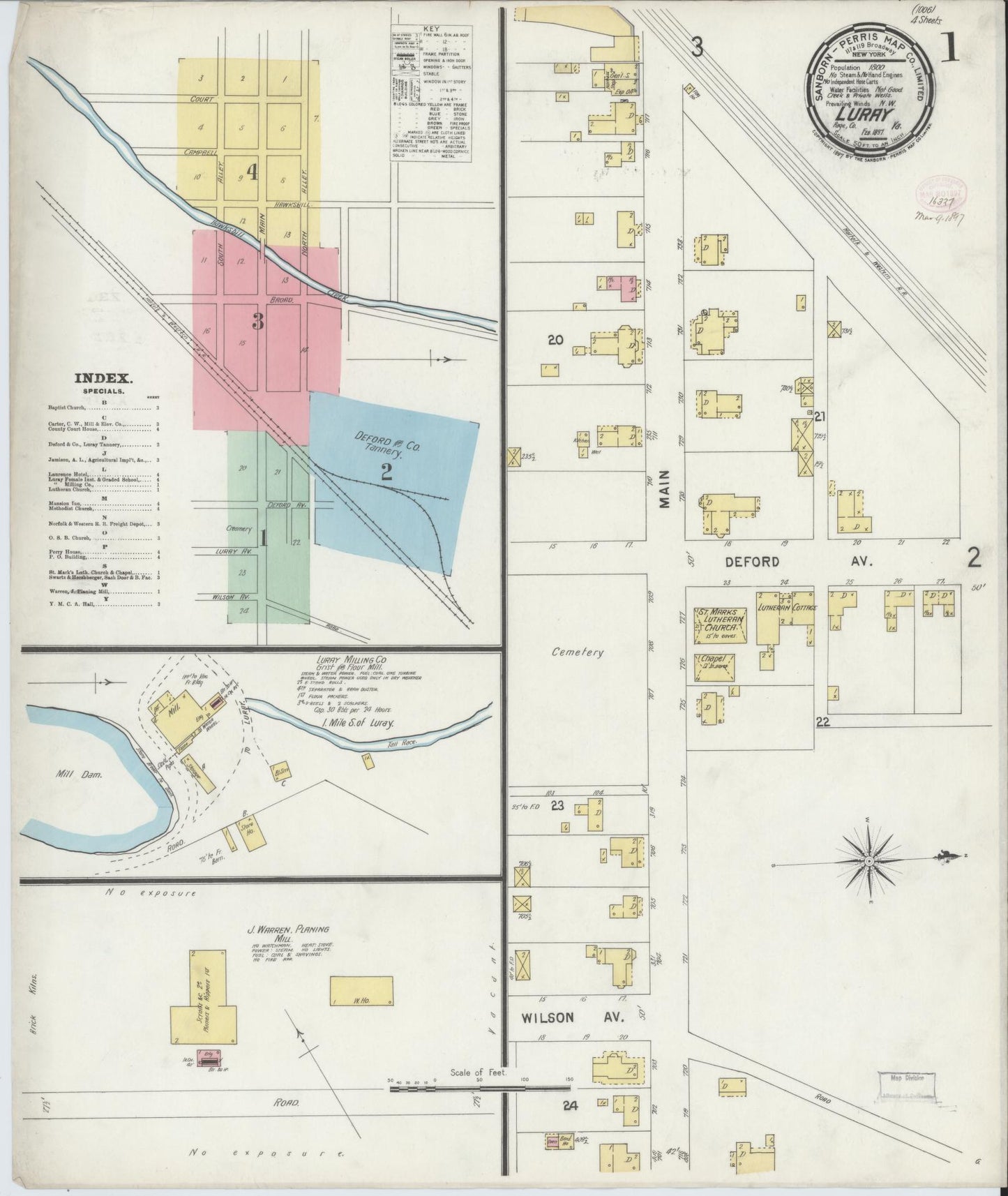 Sanborn Fire Insurance Map from Luray, Page County, Virginia. (1897) – Historic Sanborn Fire Insurance Map Print