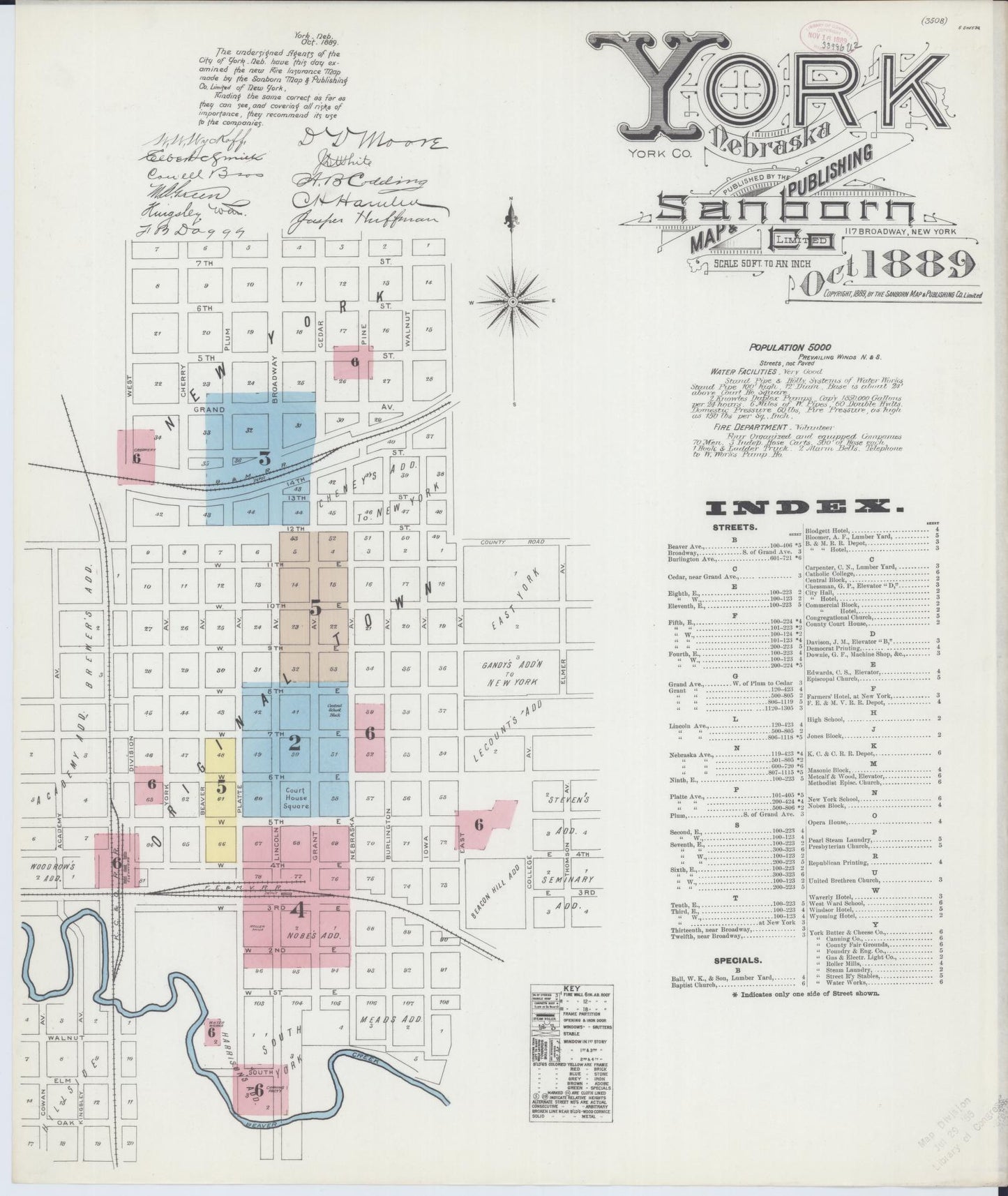 Sanborn Fire Insurance Map from York, York County, Nebraska (1889), Sheet #0001 - Historic Sanborn Fire Insurance Map Print, vintage old map wall art, antique decor, genealogy gift, Nebraska Nebraska map