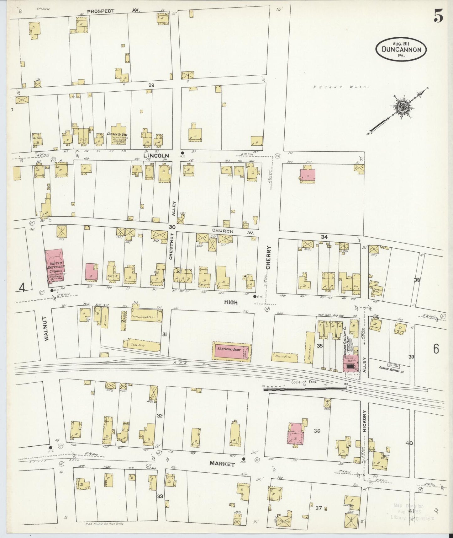 Sanborn Fire Insurance Map from Duncannon, Perry County, Pennsylvania (1911), Sheet #0005 - Historic Sanborn Fire Insurance Map Print, vintage old map wall art, antique decor, genealogy gift, Pennsylvania Pennsylvania map