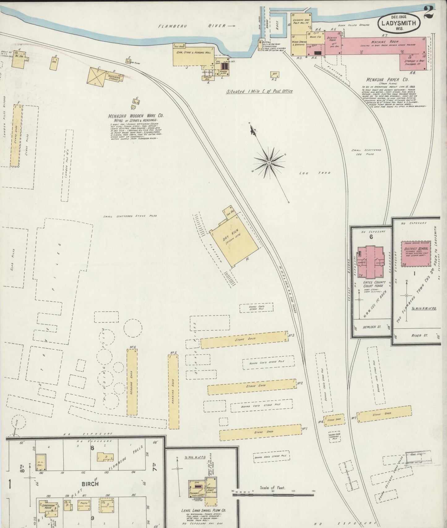 Sanborn Fire Insurance Map from Ladysmith, Rusk County, Wisconsin (1902), Sheet #0002 - Complete Map Set gallery image, historic Sanborn map, vintage wall art, Wisconsin Wisconsin
